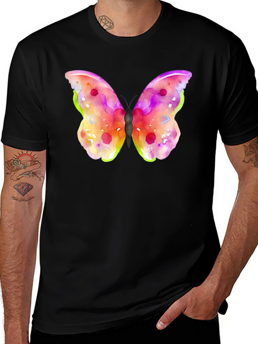 Watercolor Butterfly Graphic Black T-Shirt