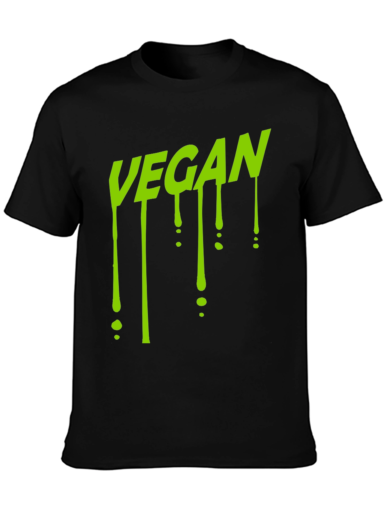 Vegan Drip T-Shirt - Black Crew Neck
