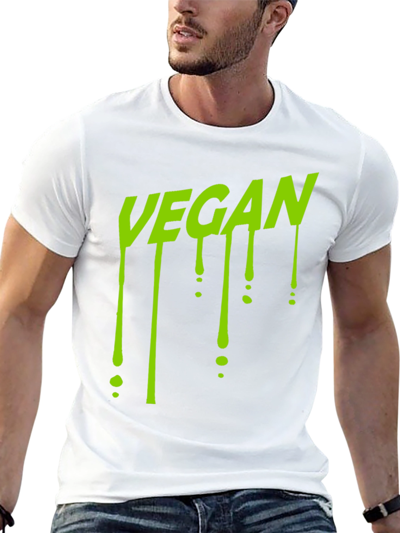 Vegan Drip T-Shirt - Black Crew Neck