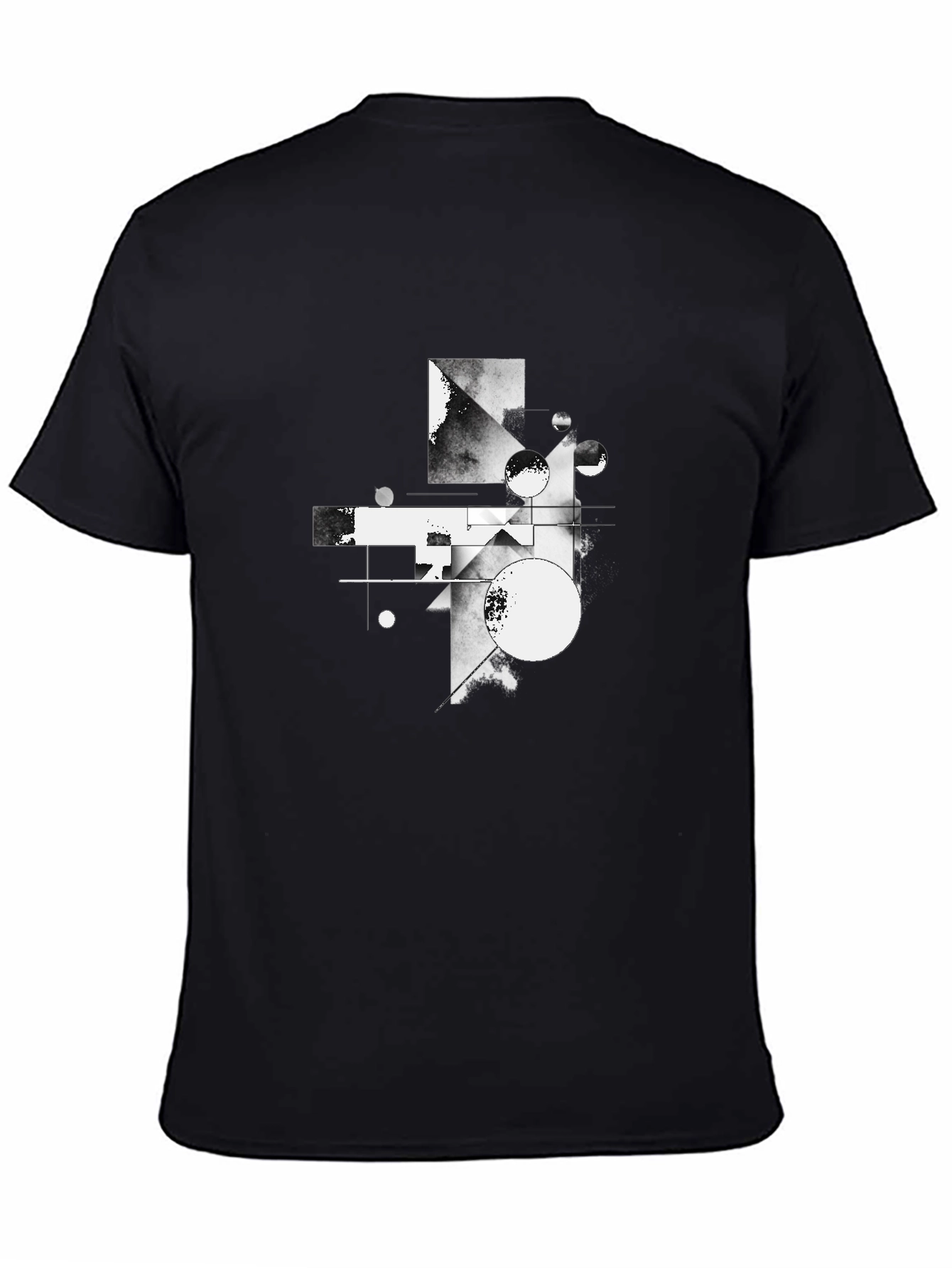 Abstract Geometric Graphic Tee - Modern Black T-Shirt
