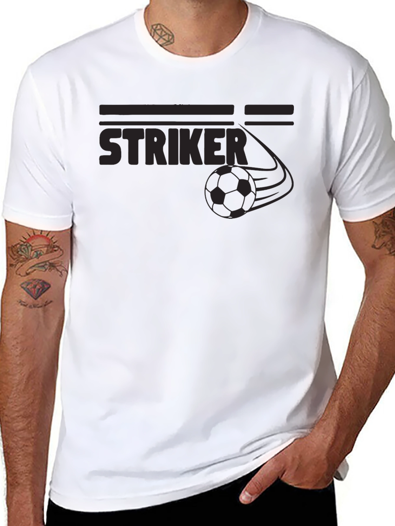 Striker Soccer Graphic T-Shirt - Black