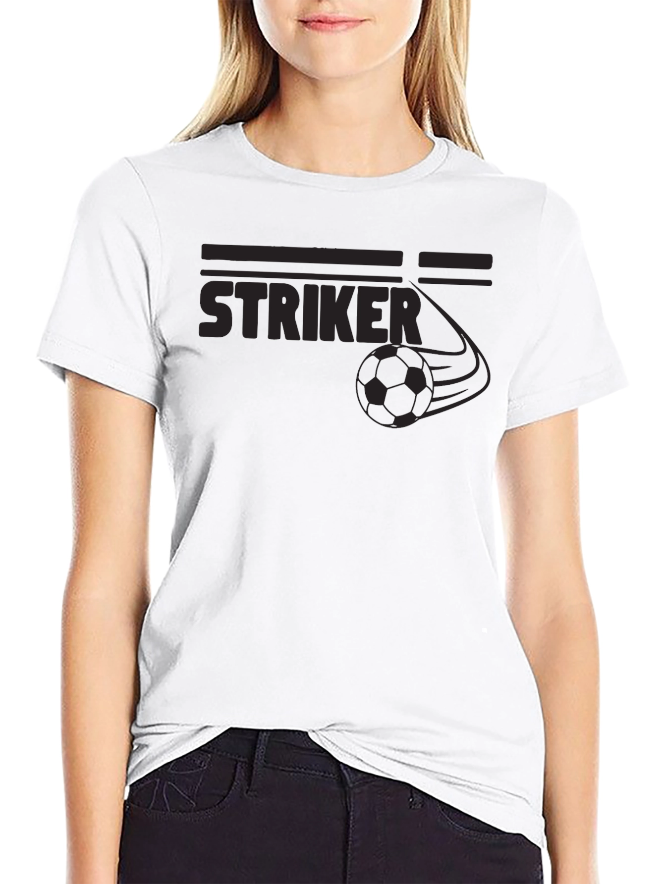 Striker Soccer Graphic T-Shirt - Black