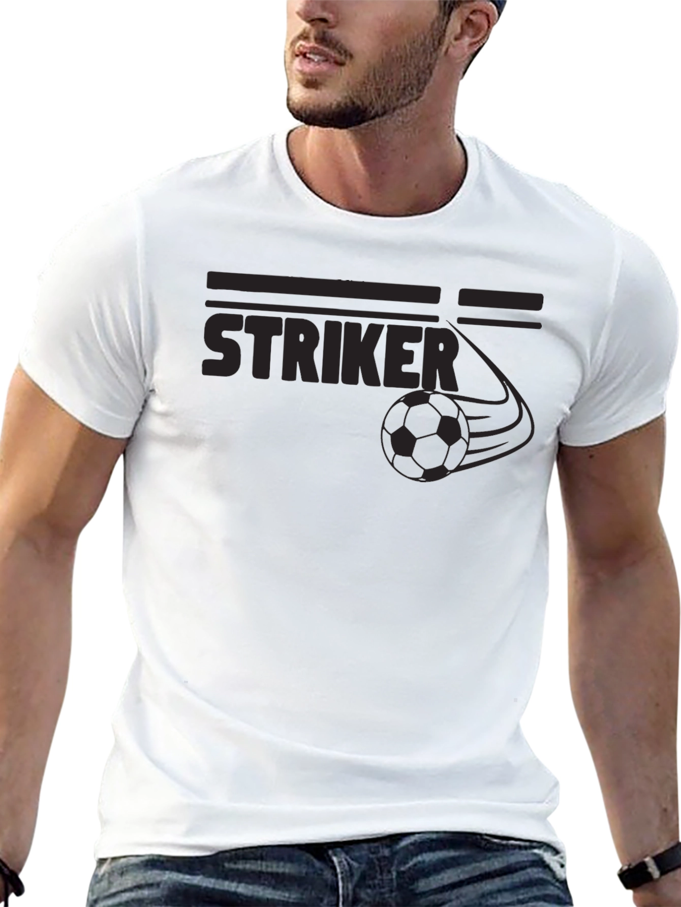 Striker Soccer Graphic T-Shirt - Black