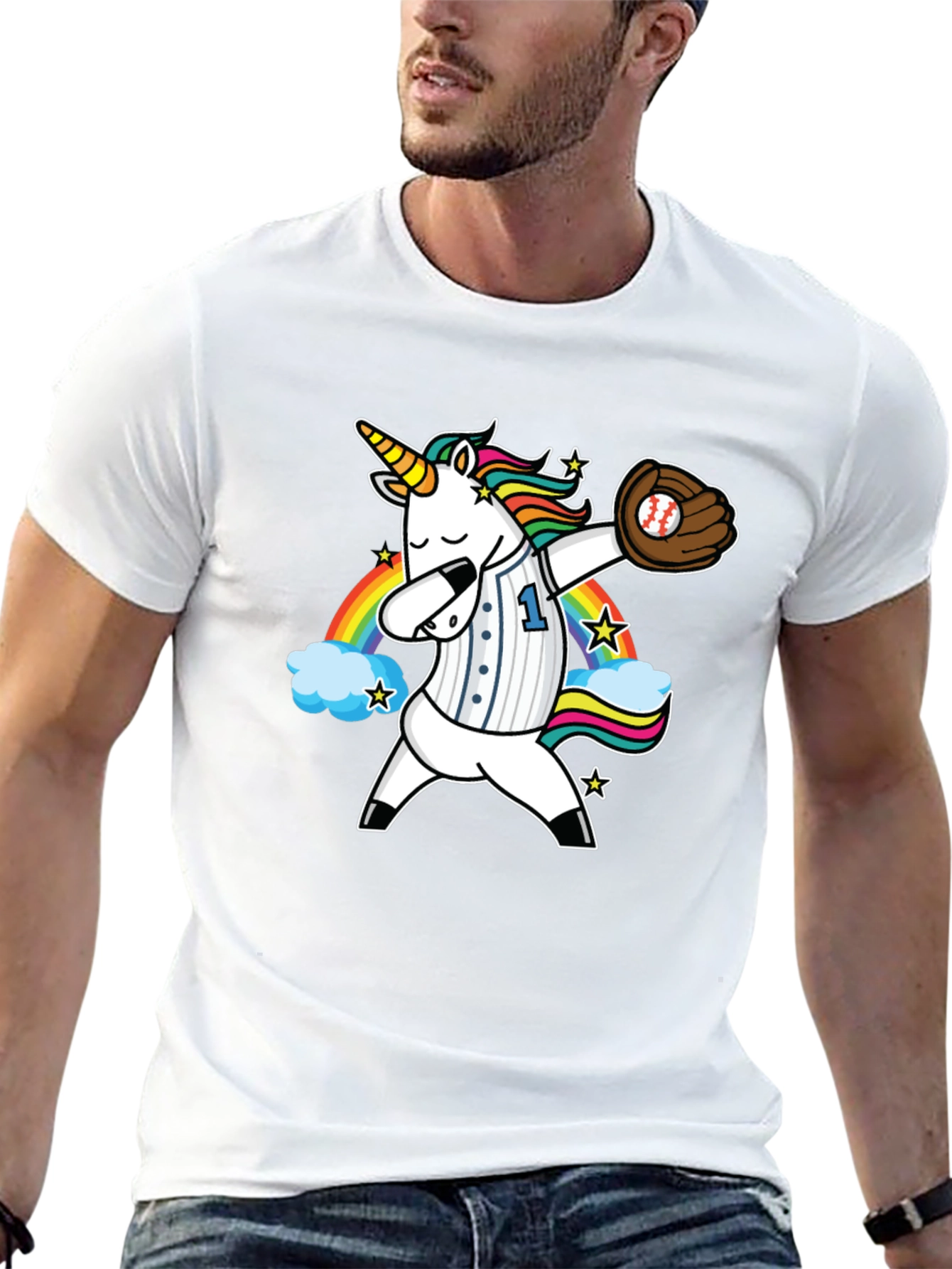 Unicorn Baseball Dabbing Graphic T-Shirt