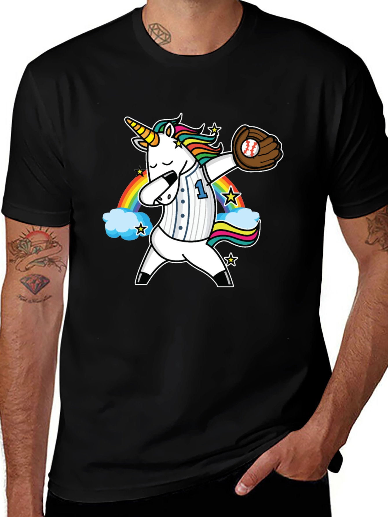 Unicorn Baseball Dabbing Graphic T-Shirt