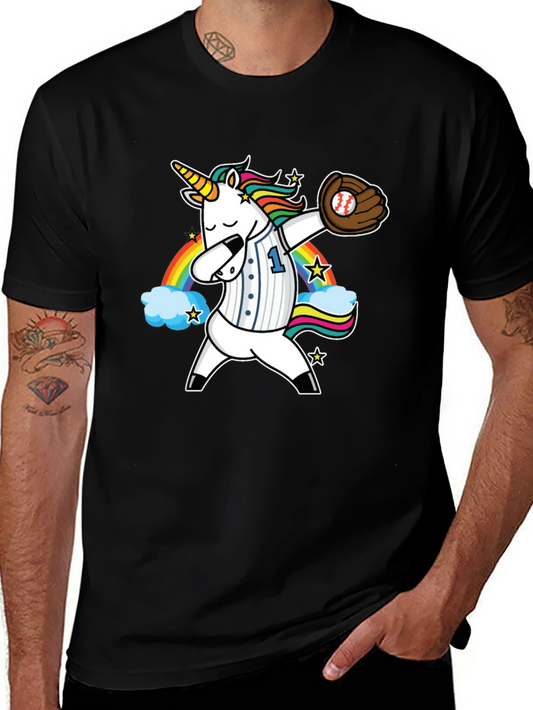 Unicorn Baseball Dabbing Graphic T-Shirt