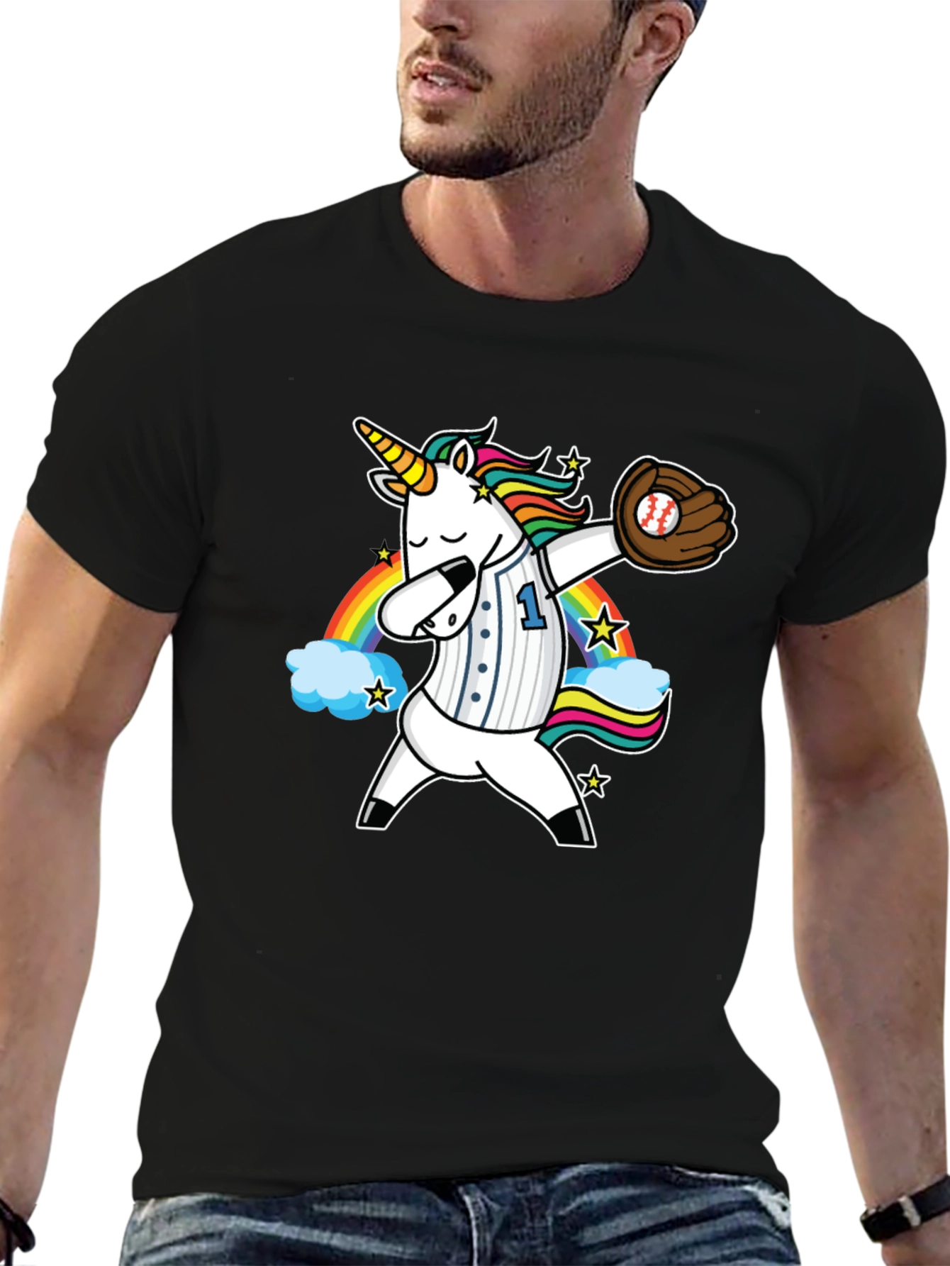 Unicorn Baseball Dabbing Graphic T-Shirt