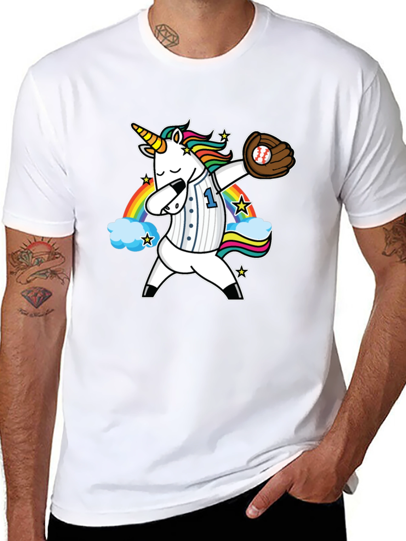 Unicorn Baseball Dabbing Graphic T-Shirt