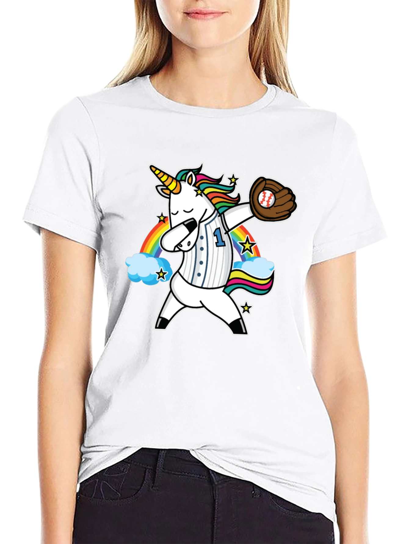 Unicorn Baseball Dabbing Graphic T-Shirt