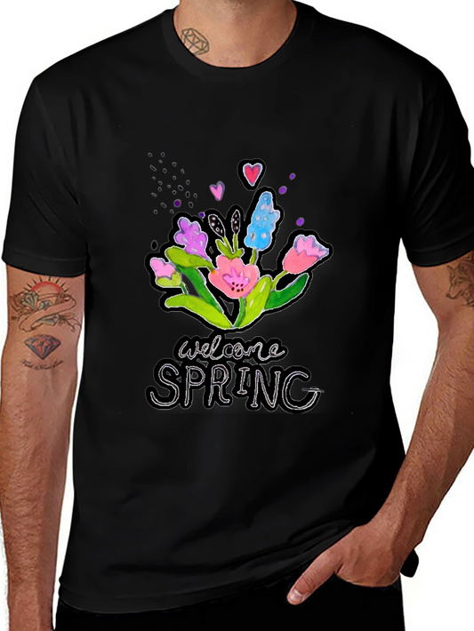 Welcome Spring Floral Graphic T-Shirt