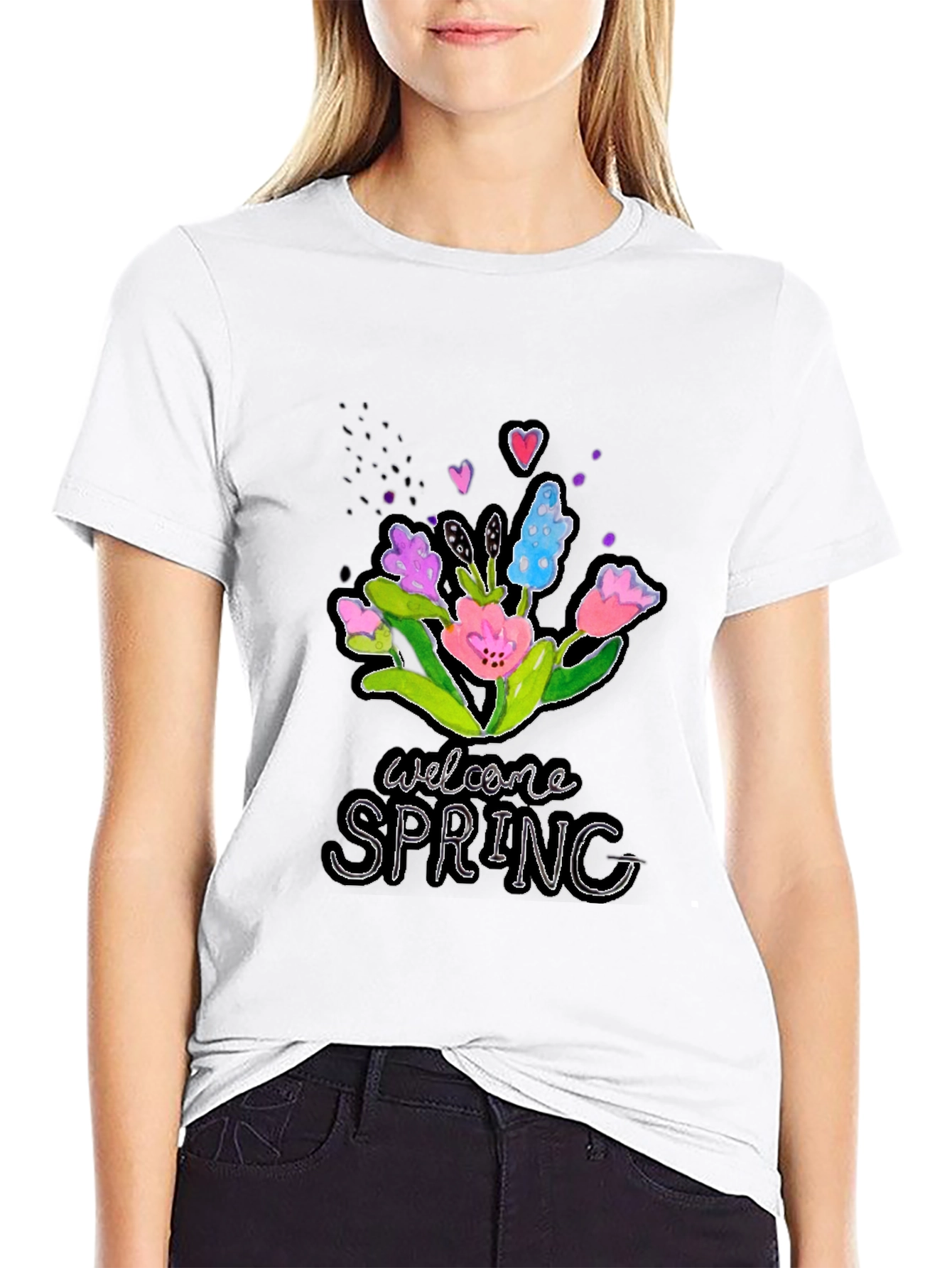 Welcome Spring Floral Graphic T-Shirt