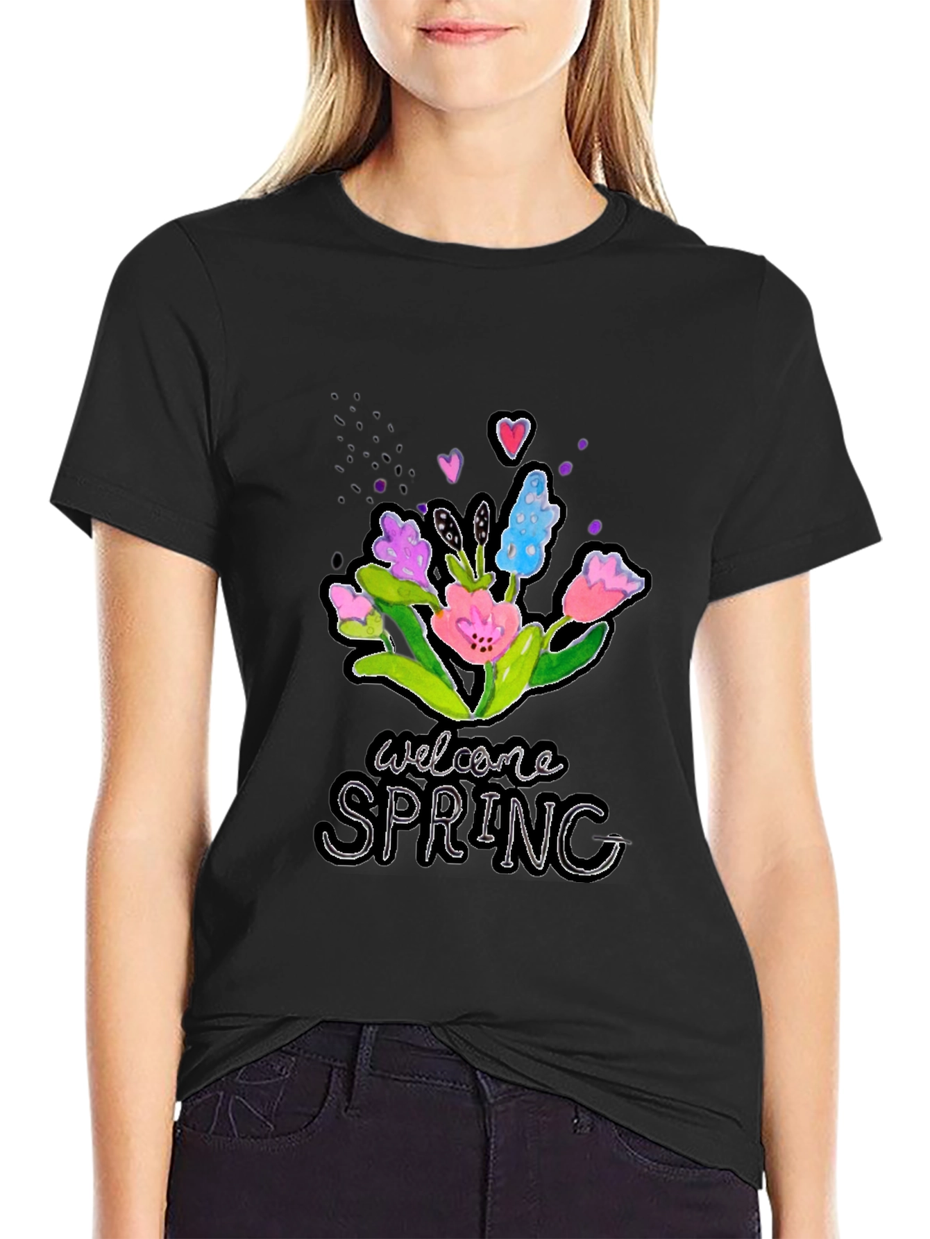 Welcome Spring Floral Graphic T-Shirt