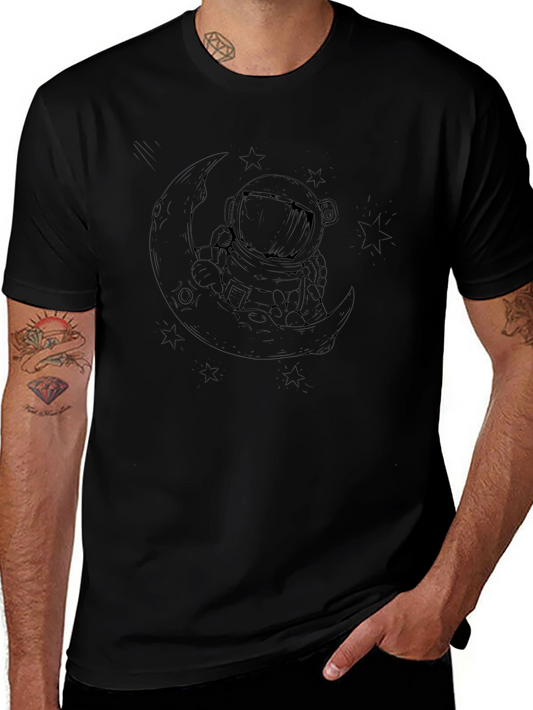 Astronaut Moon T-Shirt - Mens Black Graphic Tee
