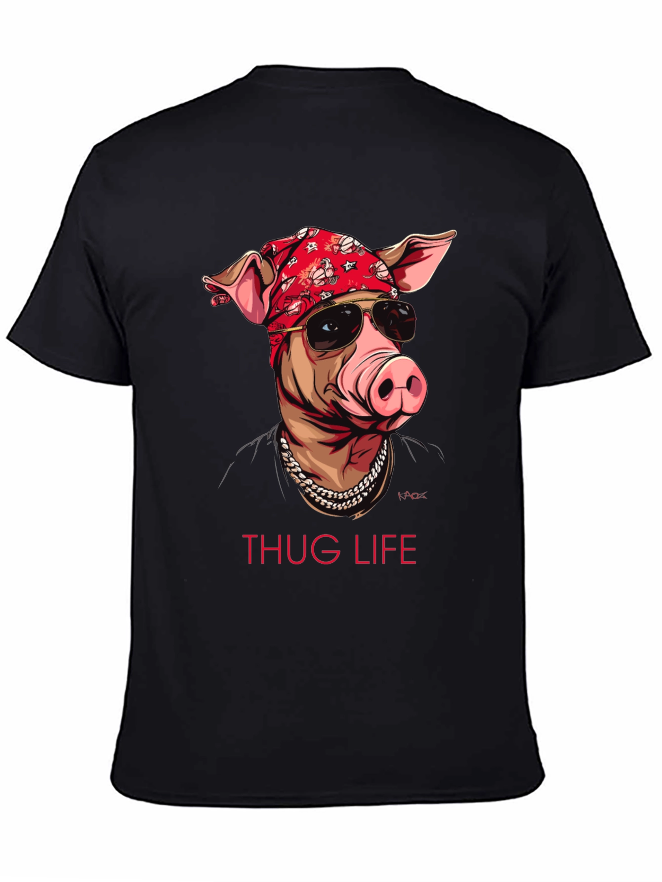 Thug Life Pig Graphic T-Shirt - Black