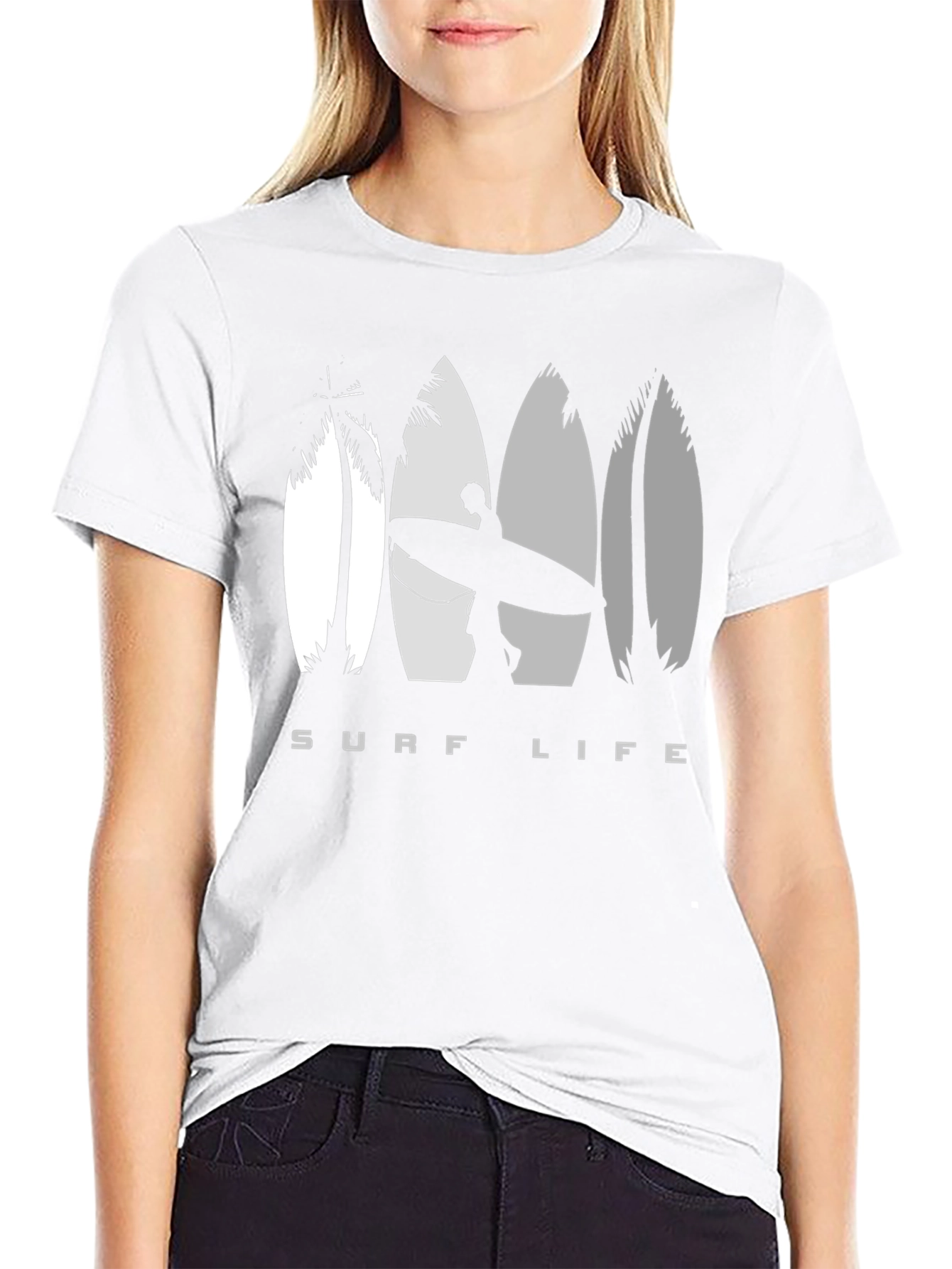 Surf Life Black T-Shirt with Surfboard Design
