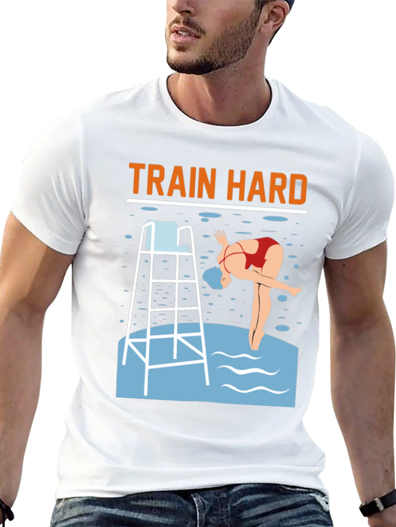 Train Hard Swimmer Graphic Tee