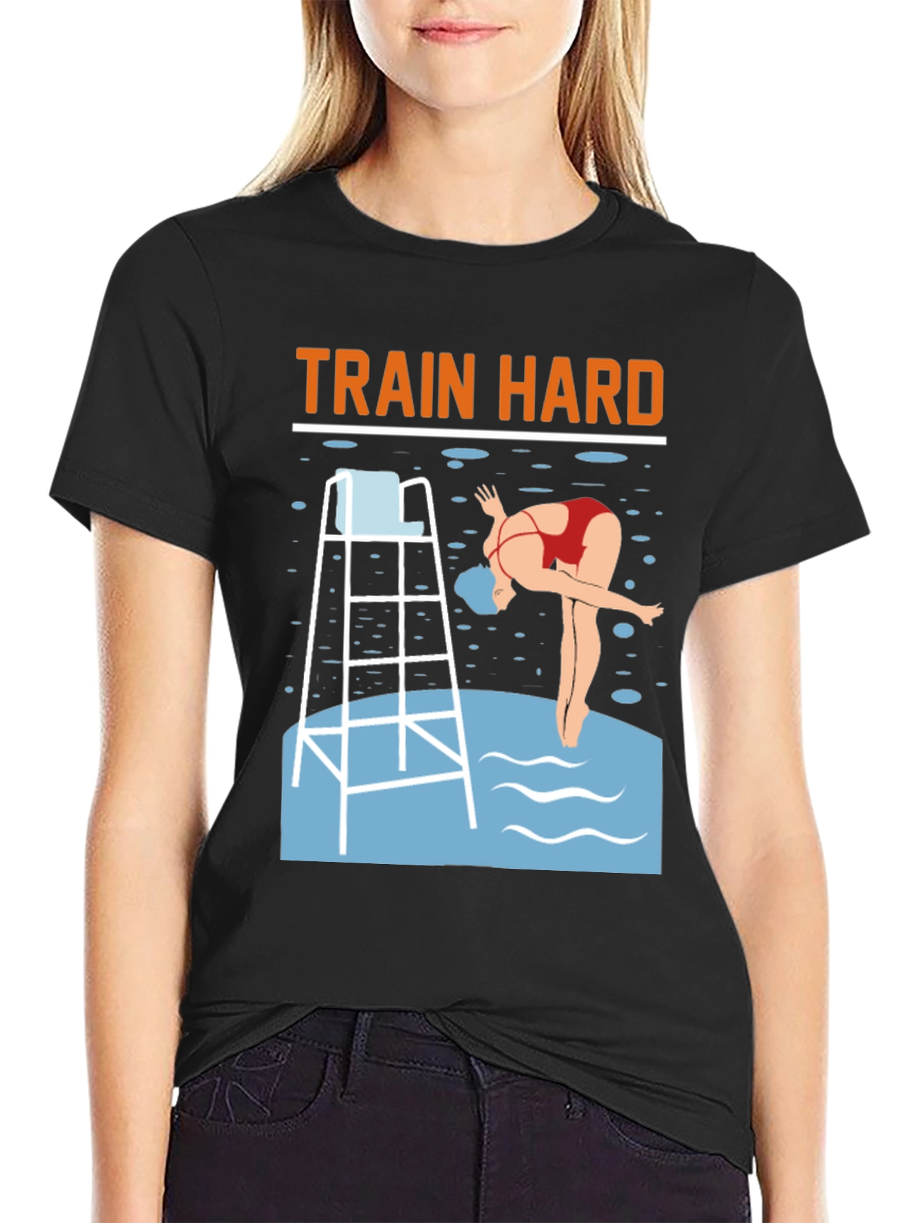 Train Hard Swimmer Graphic Tee