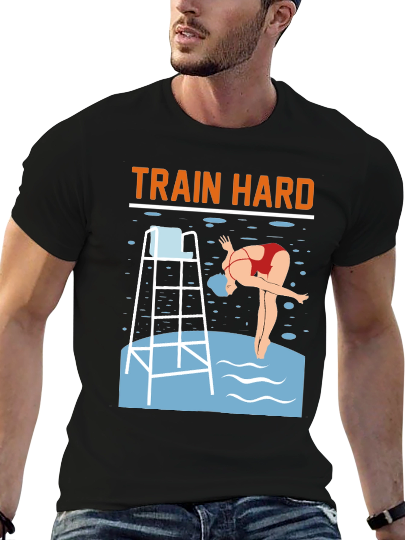 Train Hard Swimmer Graphic Tee