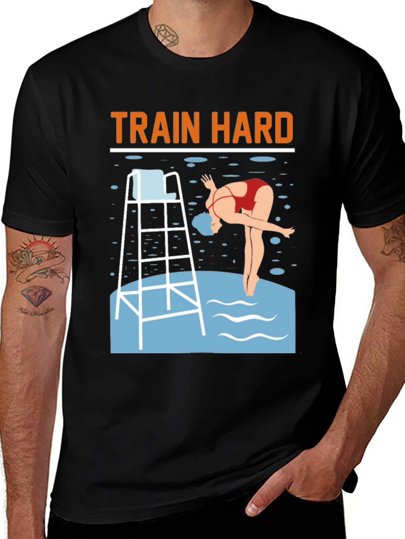 Train Hard Swimmer Graphic Tee