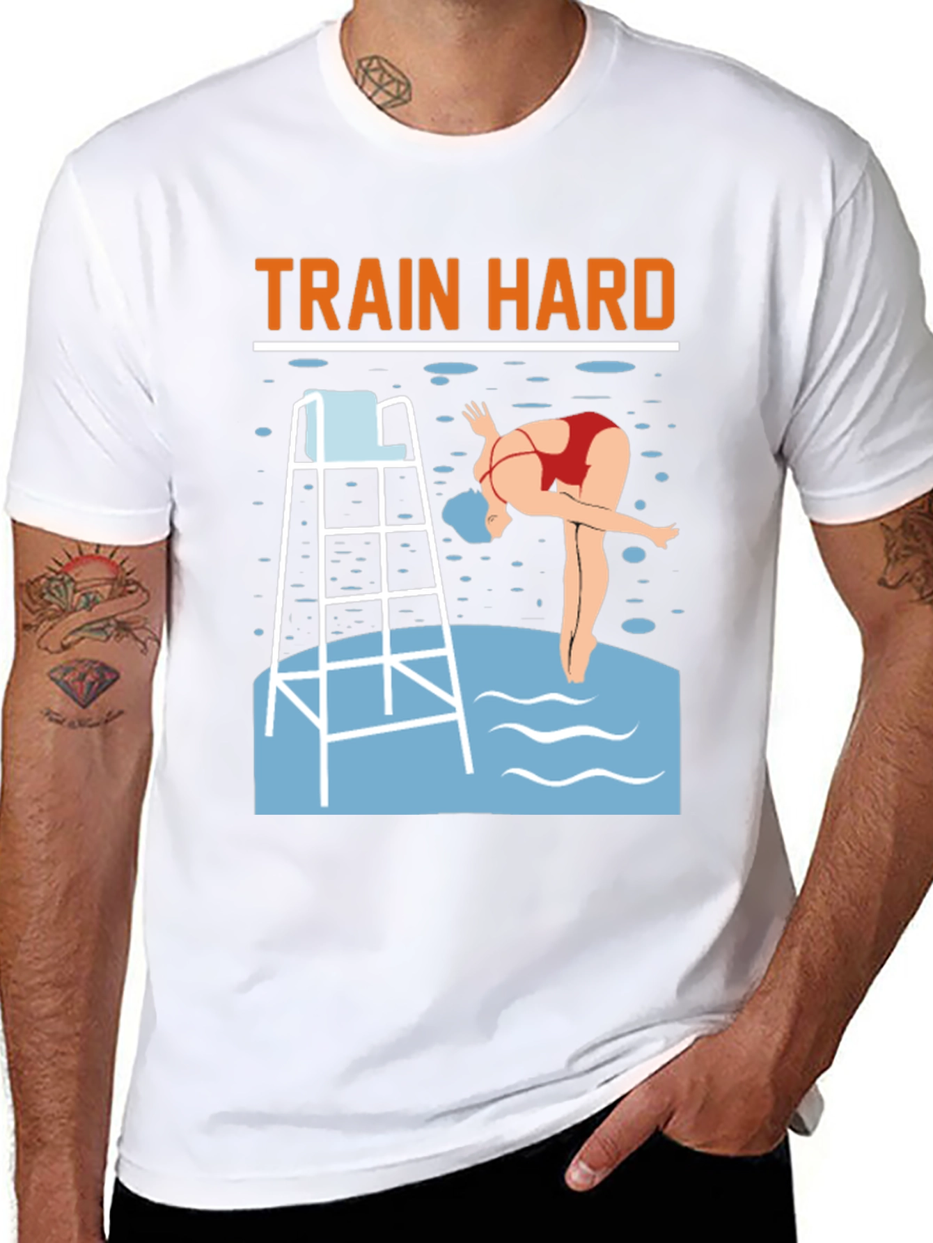 Train Hard Swimmer Graphic Tee