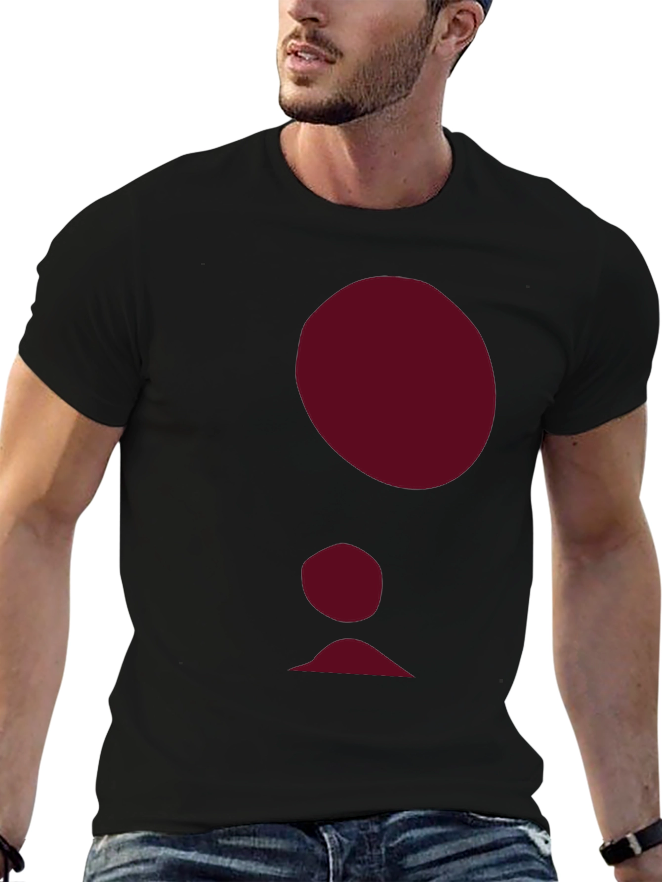 Abstract Burgundy Figure Black T-Shirt