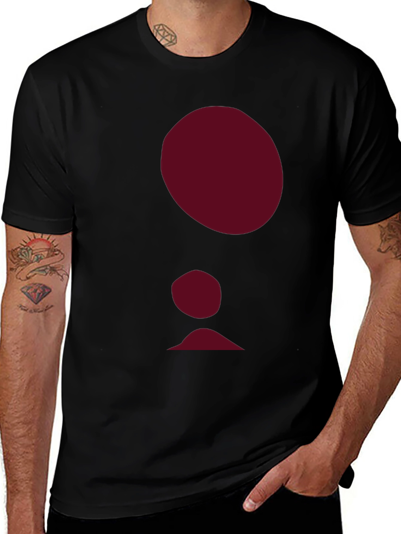 Abstract Burgundy Figure Black T-Shirt