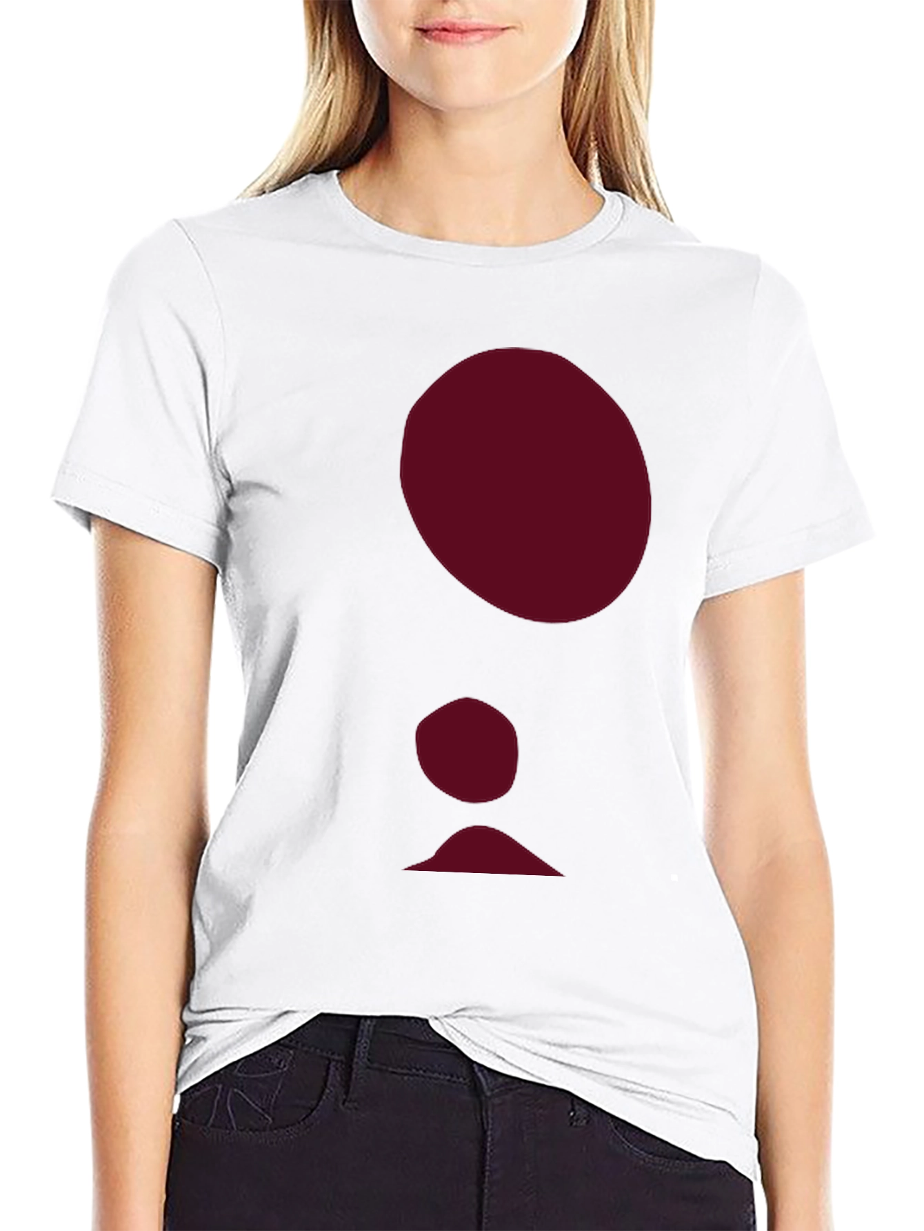 Abstract Burgundy Figure Black T-Shirt