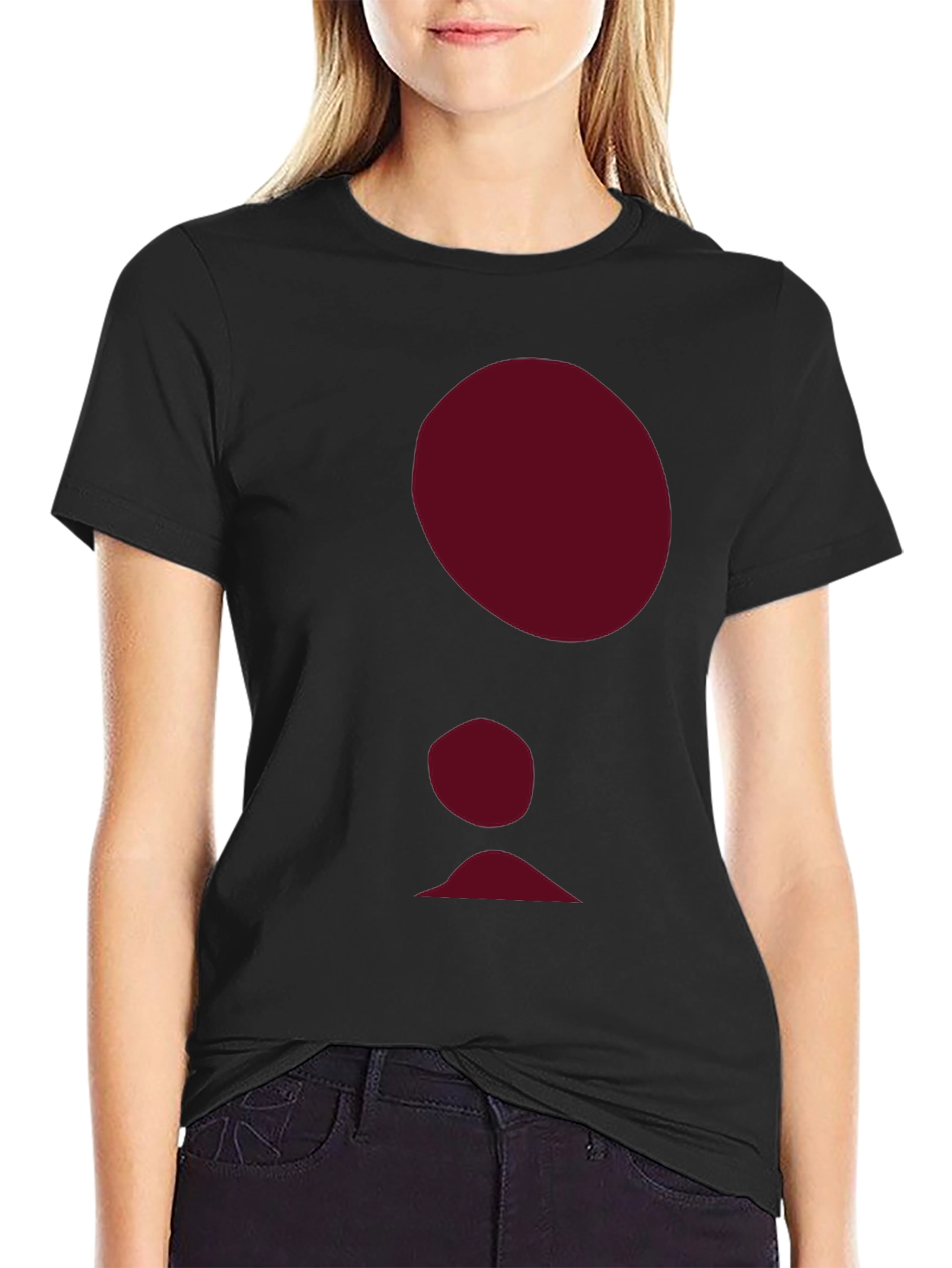 Abstract Burgundy Figure Black T-Shirt