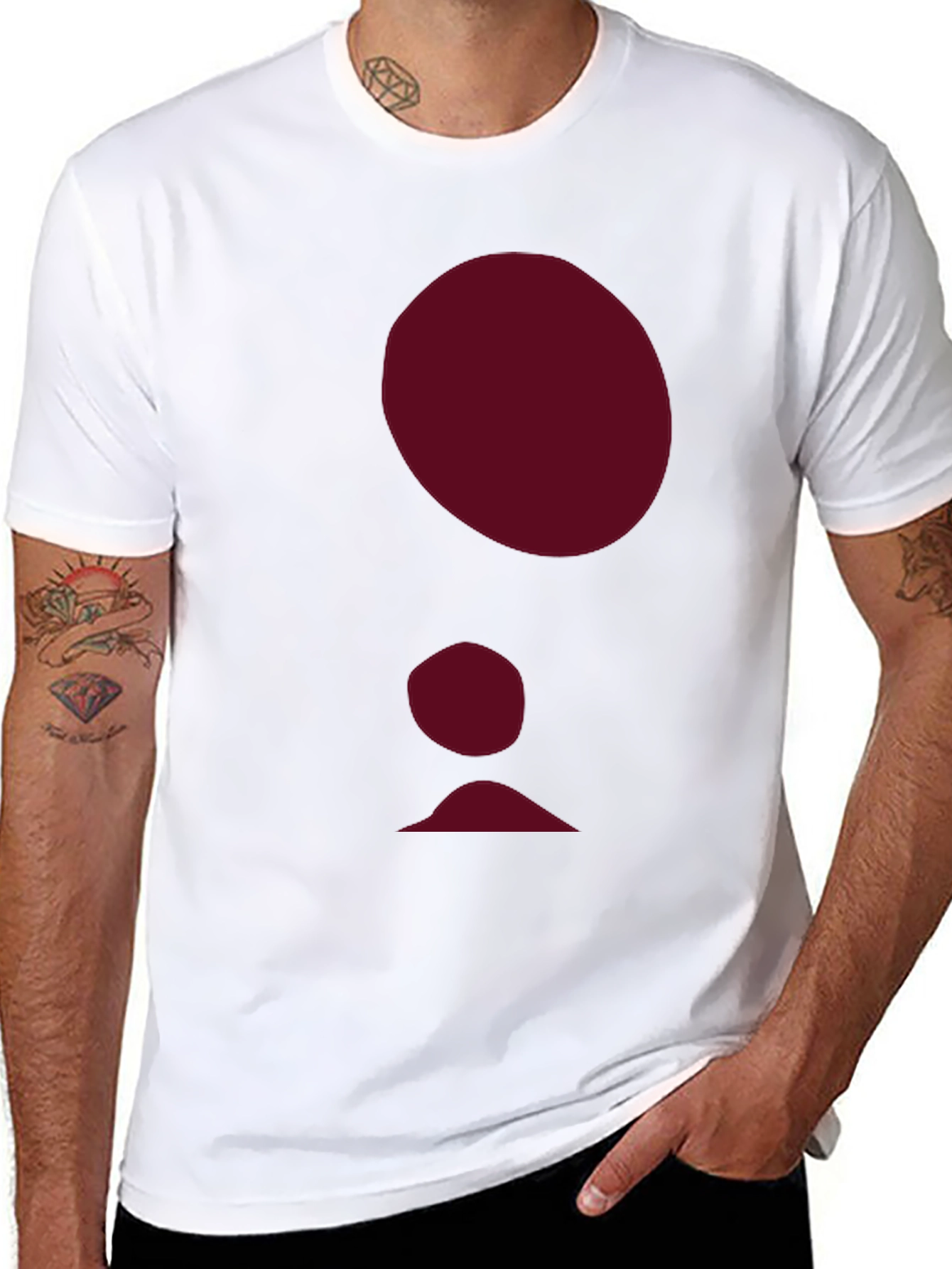 Abstract Burgundy Figure Black T-Shirt