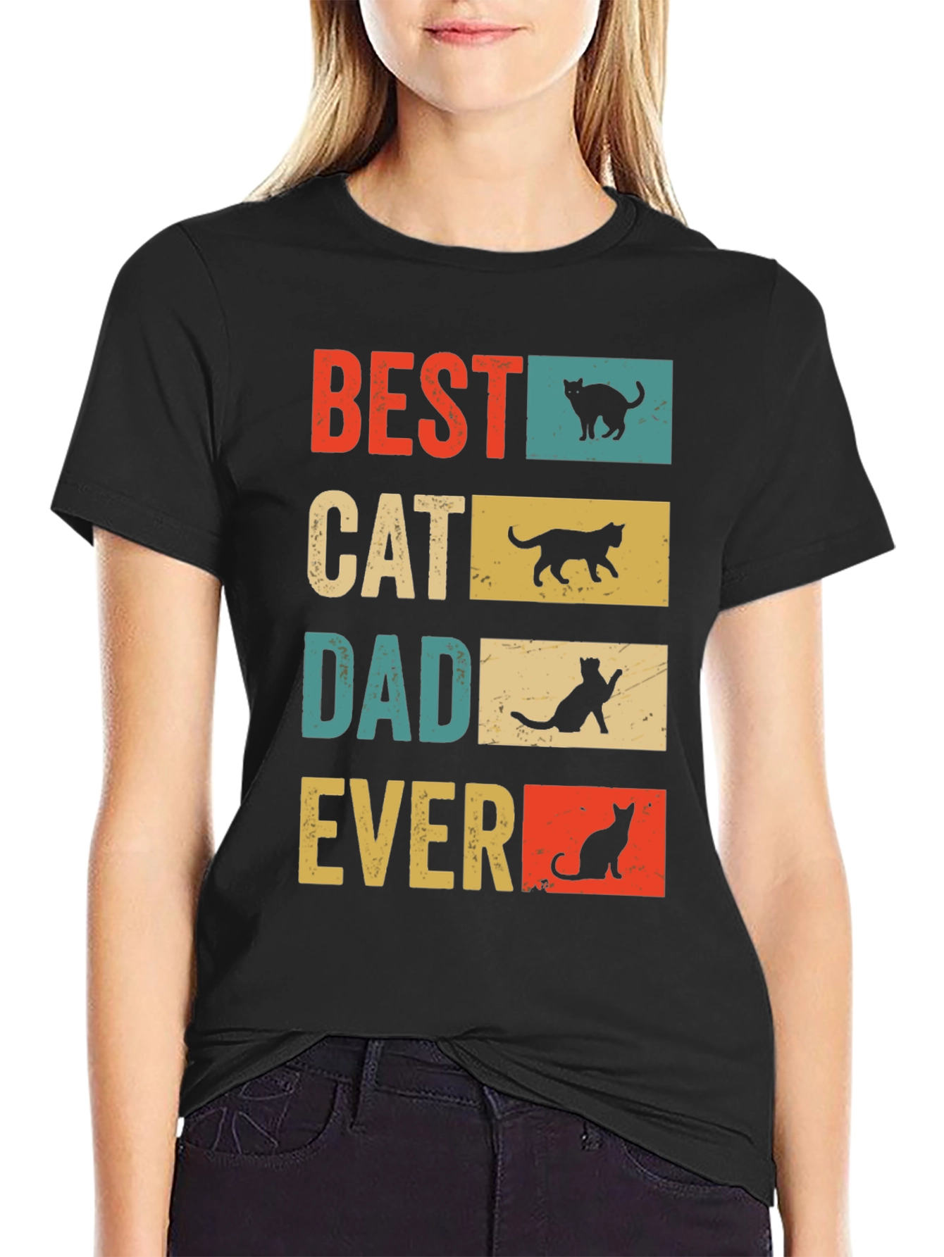 Best Cat Dad Ever Retro Graphic Tee