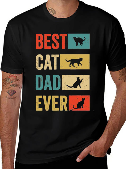 Best Cat Dad Ever Retro Graphic Tee