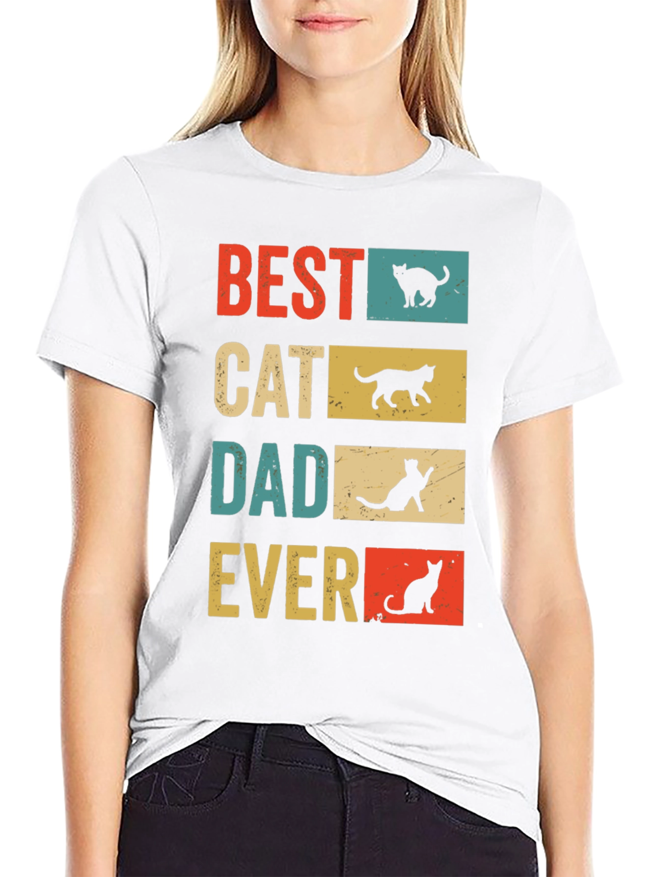 Best Cat Dad Ever Retro Graphic Tee