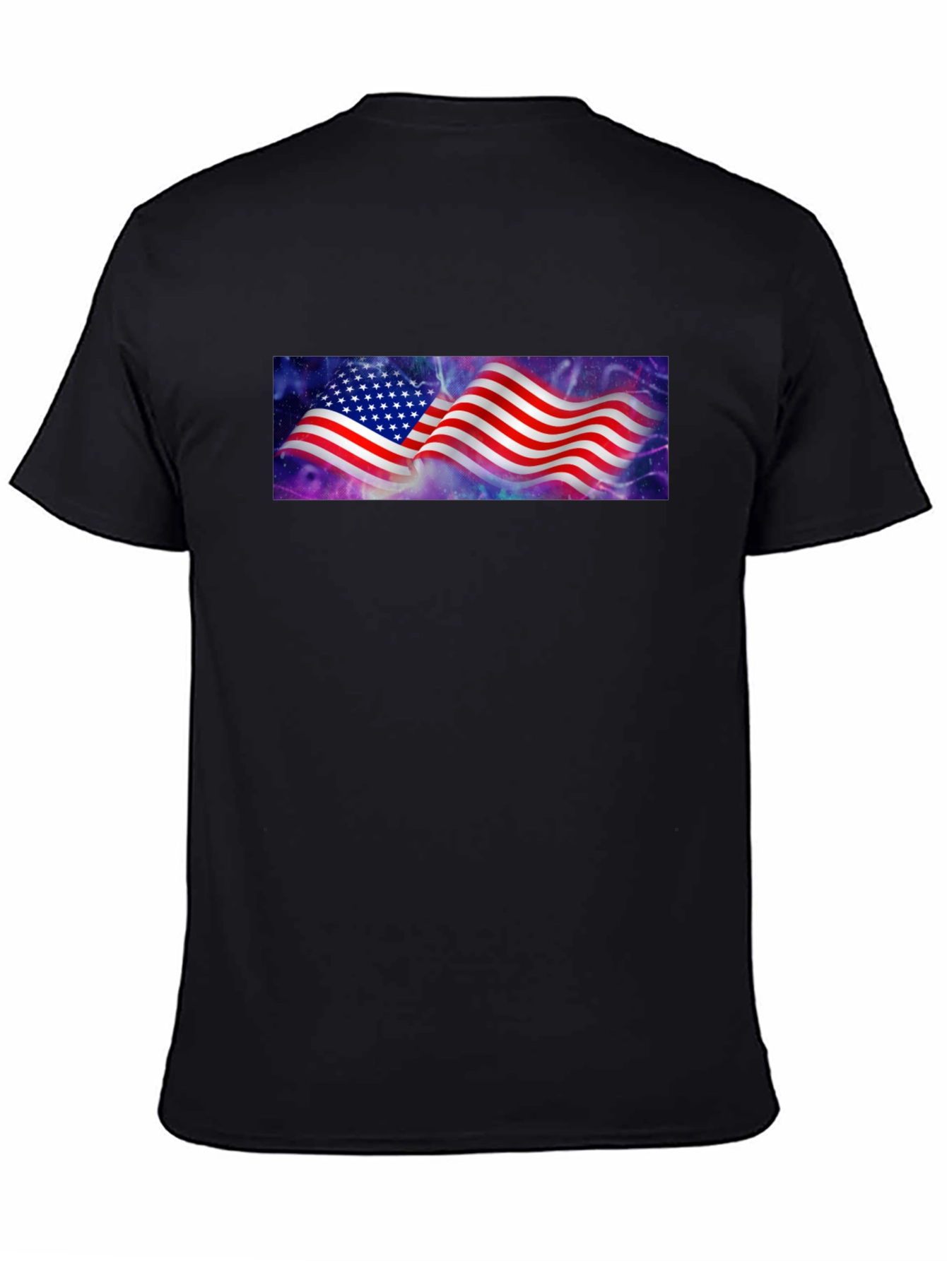 American Flag Galaxy Graphic Tee - Black