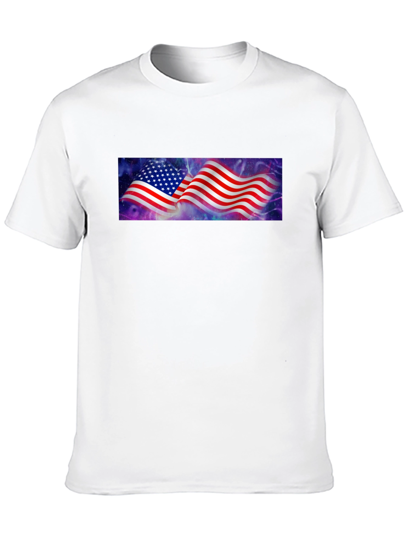 American Flag Galaxy Graphic Tee - Black