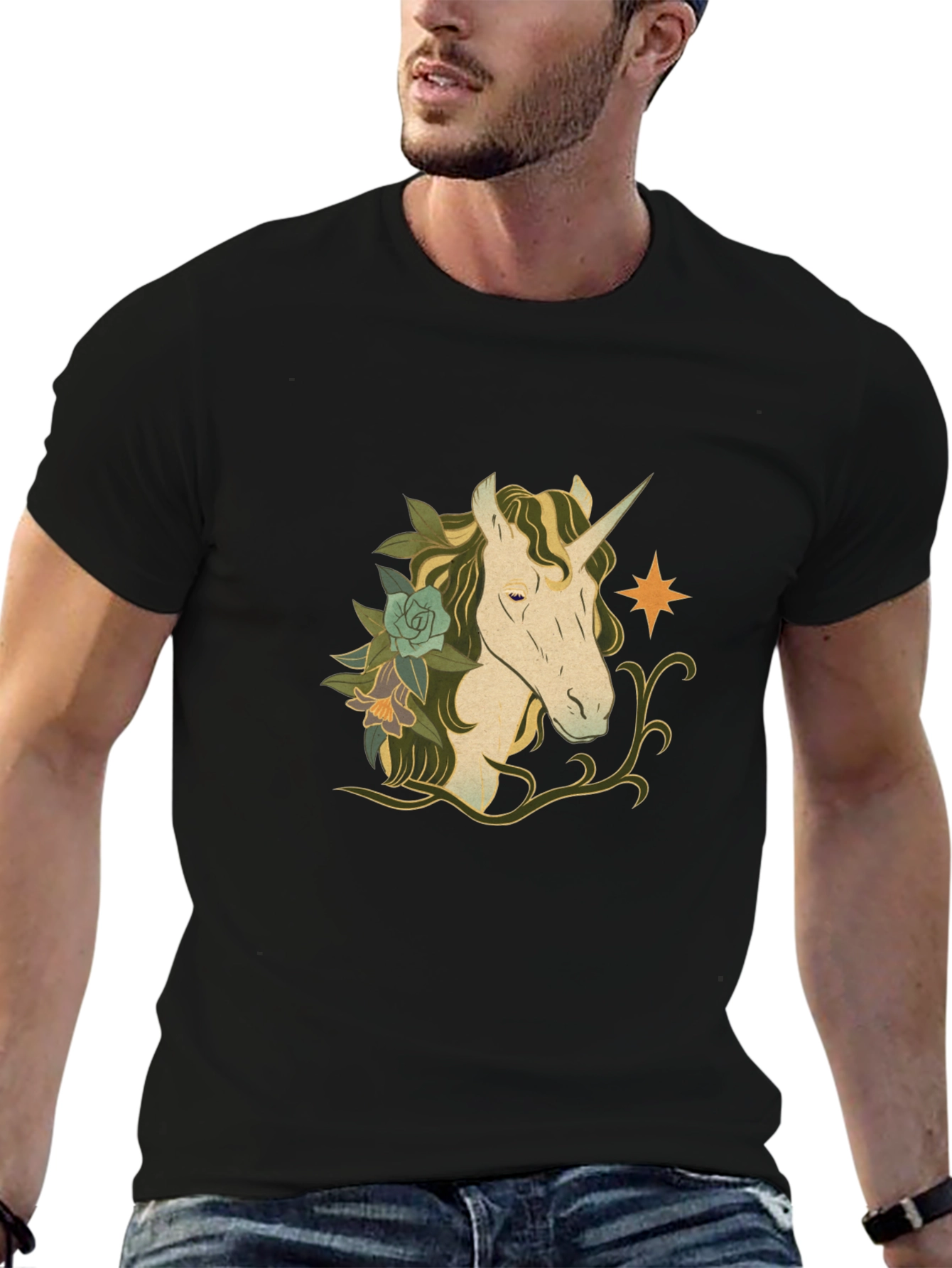 Unicorn Graphic Black T-Shirt