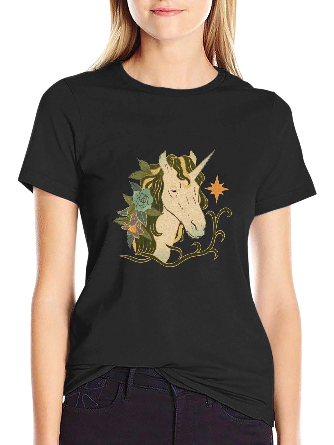 Unicorn Graphic Black T-Shirt