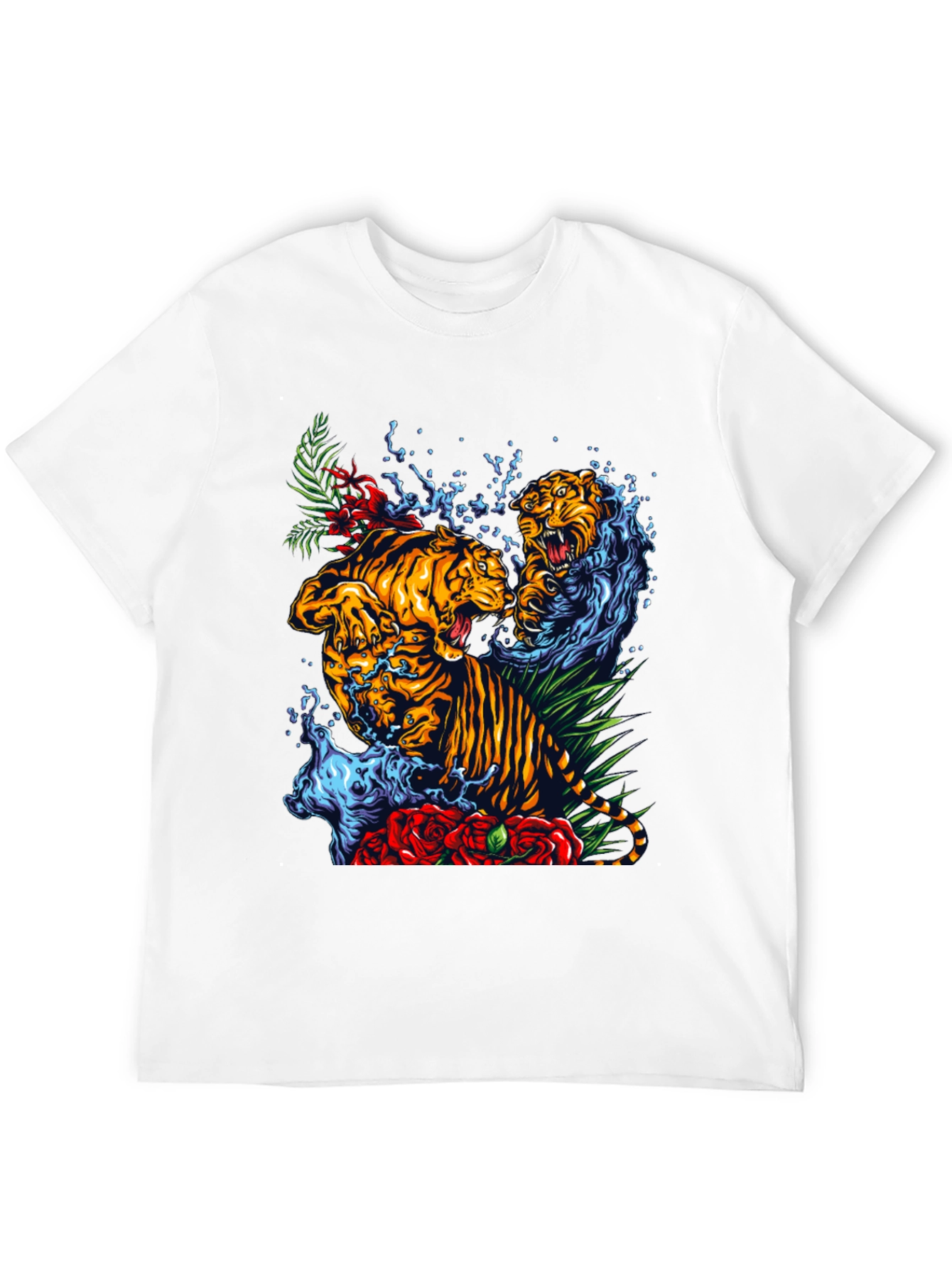 Tiger Splash Graphic Tee - Bold Animal Print T-Shirt