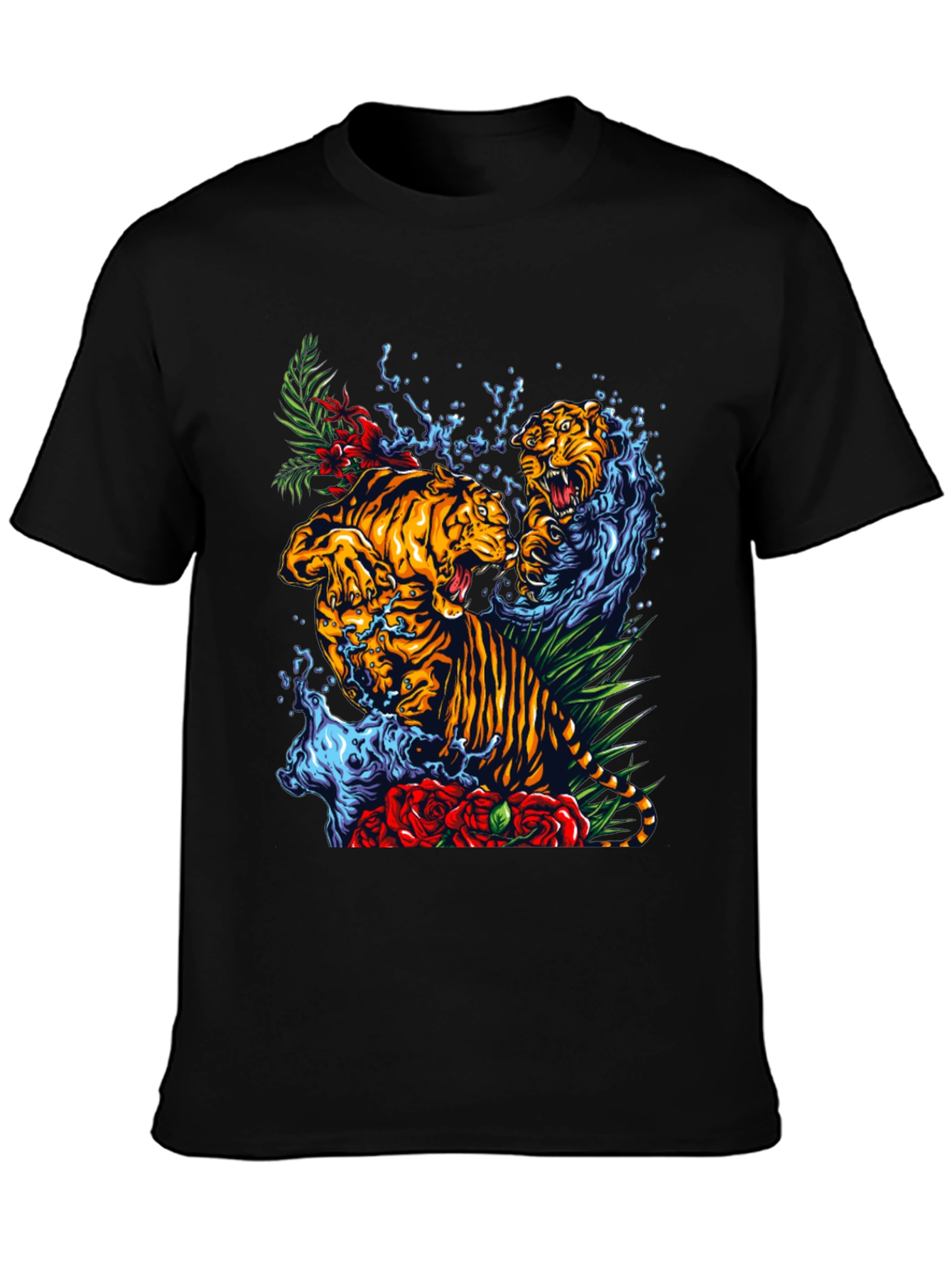 Tiger Splash Graphic Tee - Bold Animal Print T-Shirt