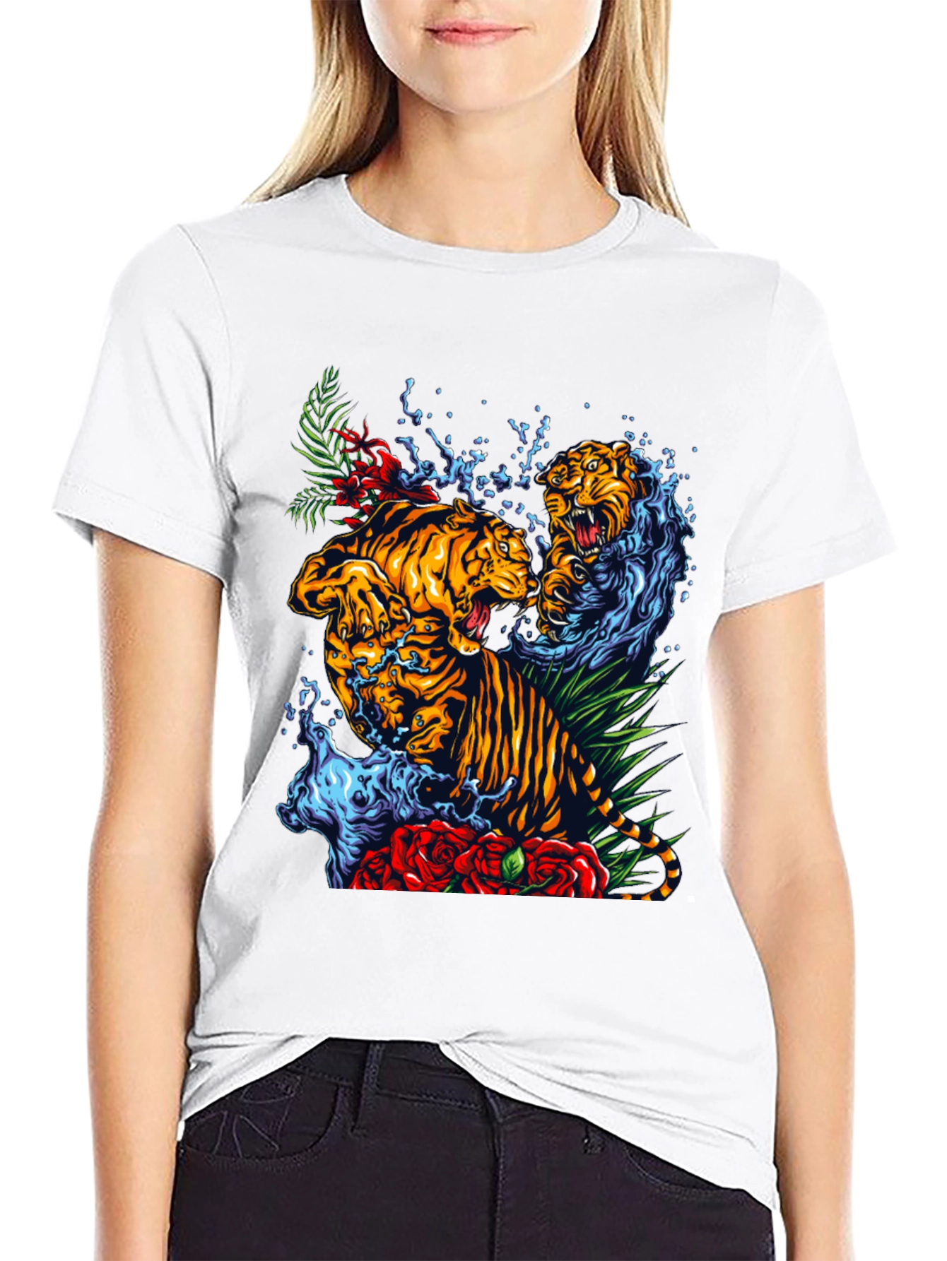 Tiger Splash Graphic Tee - Bold Animal Print T-Shirt