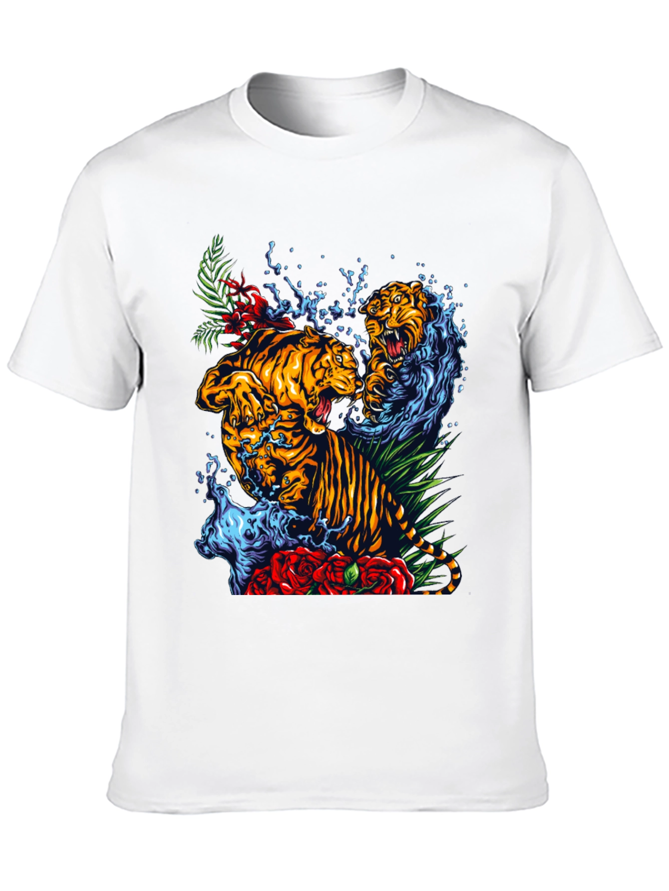 Tiger Splash Graphic Tee - Bold Animal Print T-Shirt