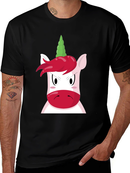Angry Unicorn Graphic Tee - Black Unisex T-Shirt