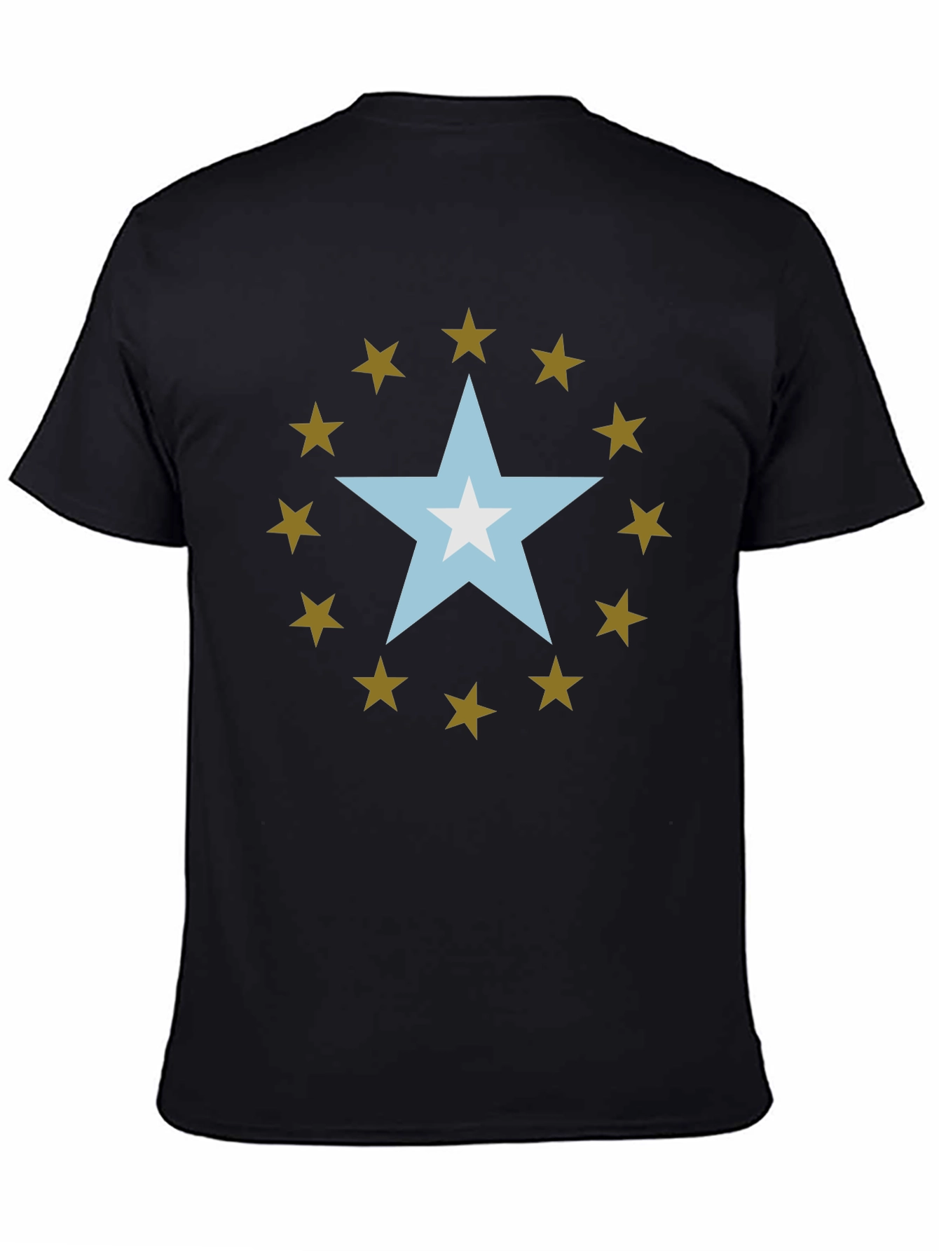 Star Design Black Cotton Tee