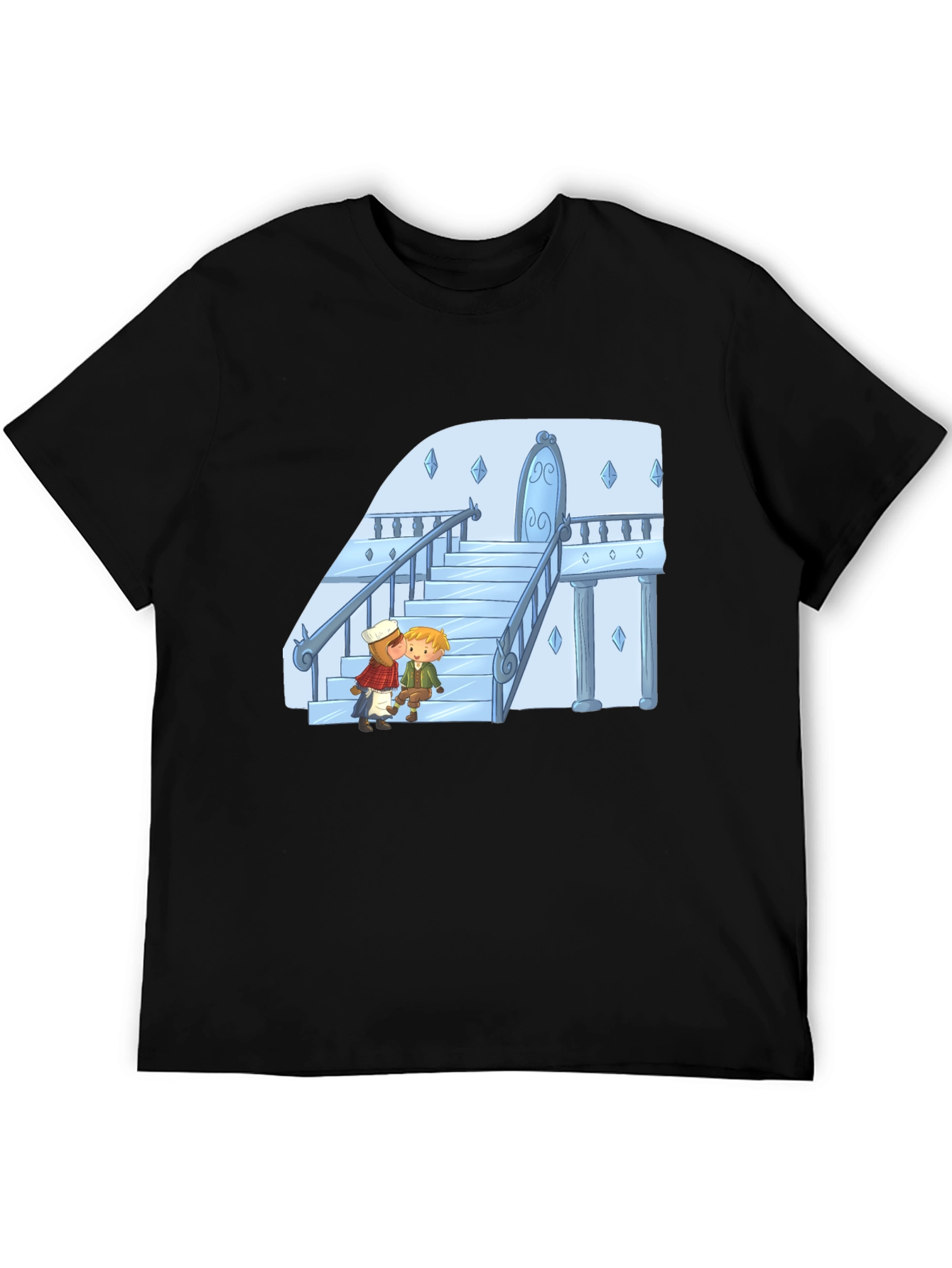 Cartoon Kiss Black T-Shirt