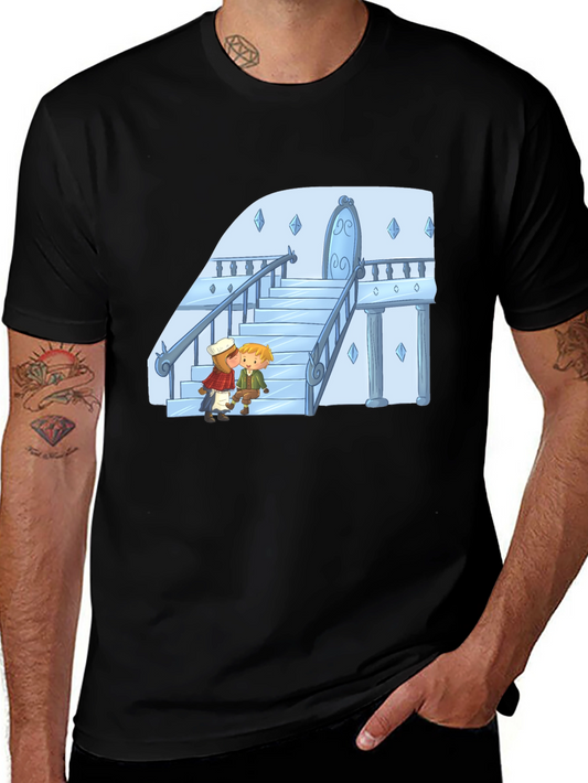 Cartoon Kiss Black T-Shirt