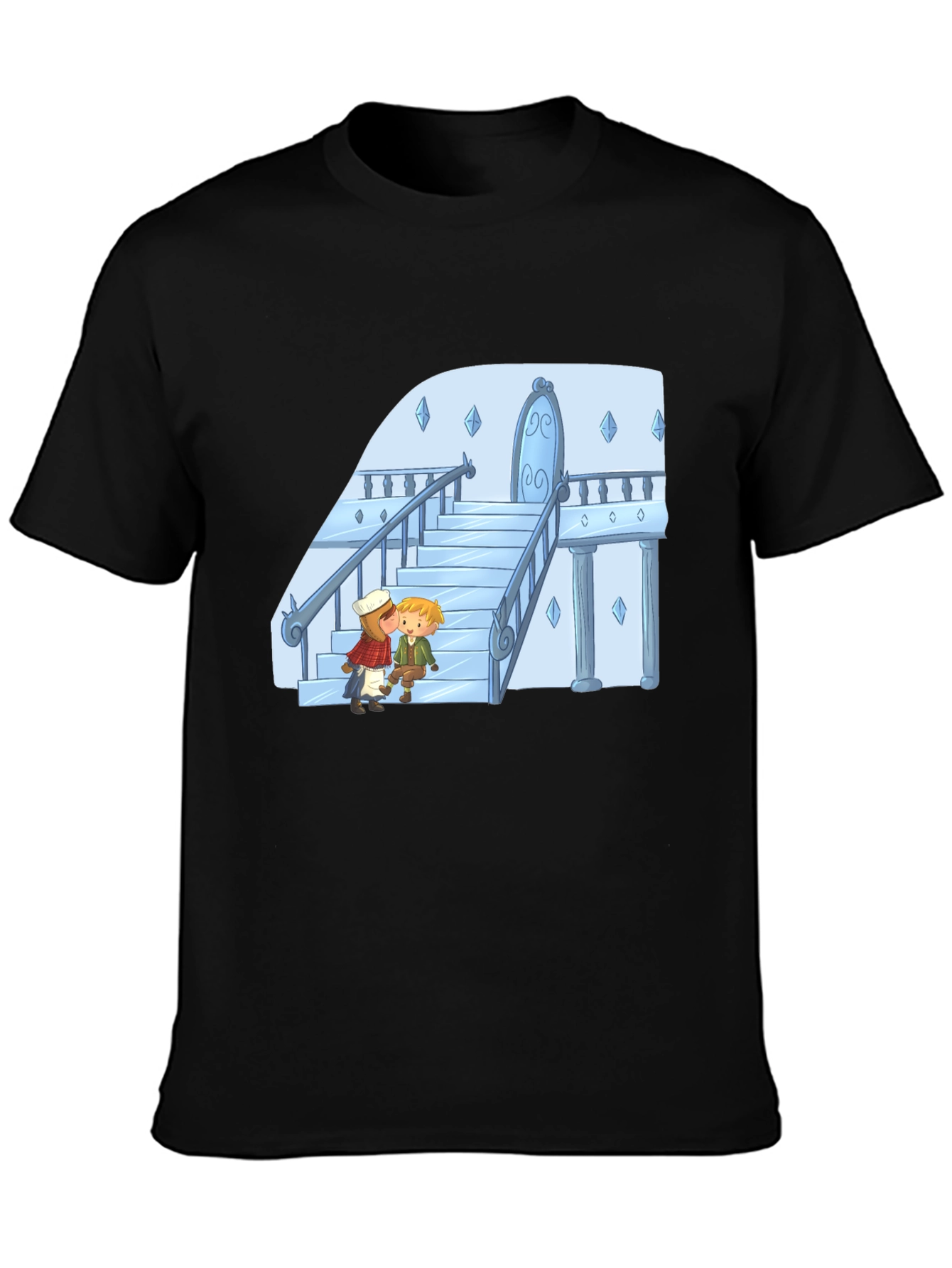 Cartoon Kiss Black T-Shirt