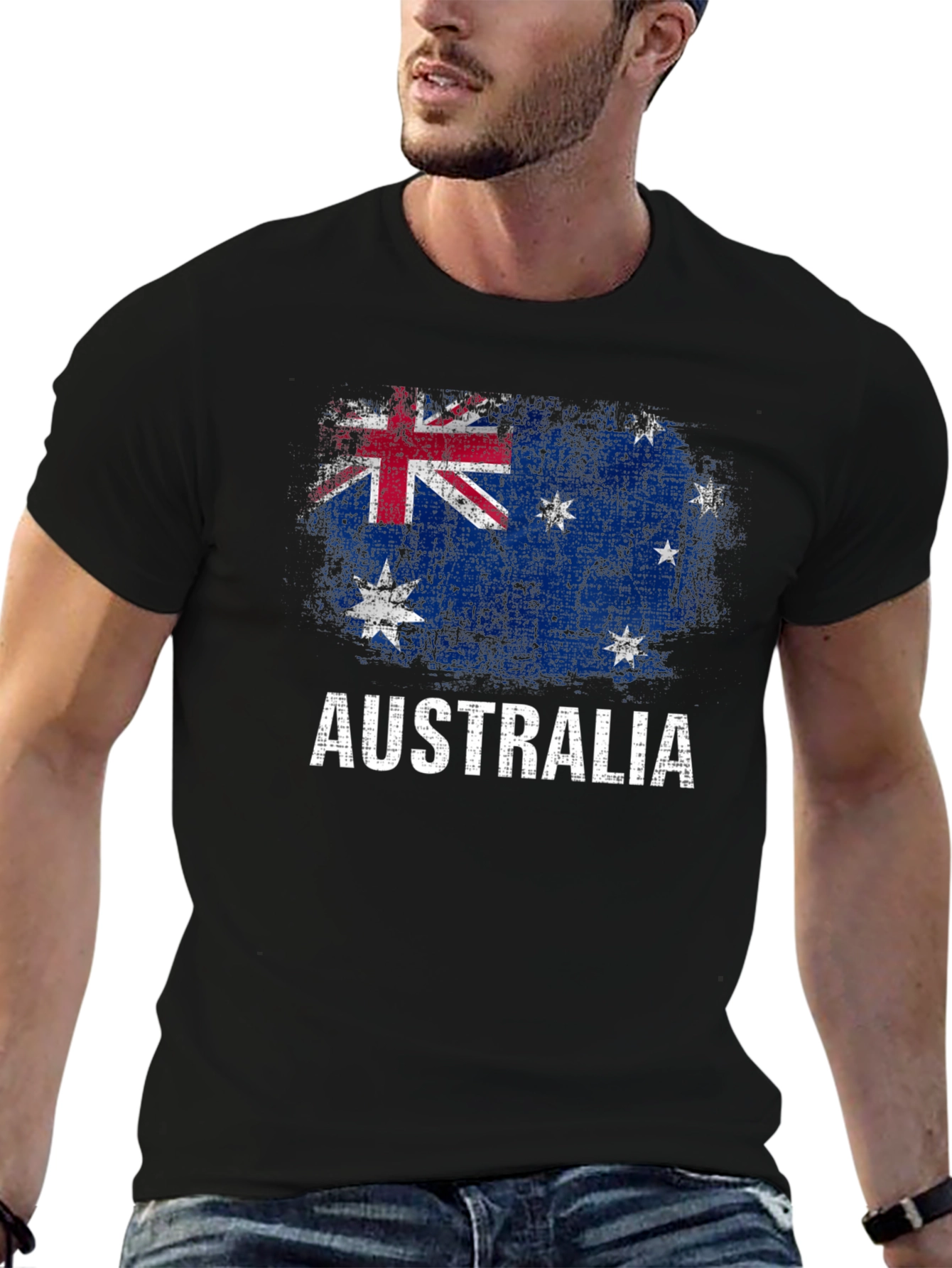 Australia Flag Graphic T-Shirt Distressed Print