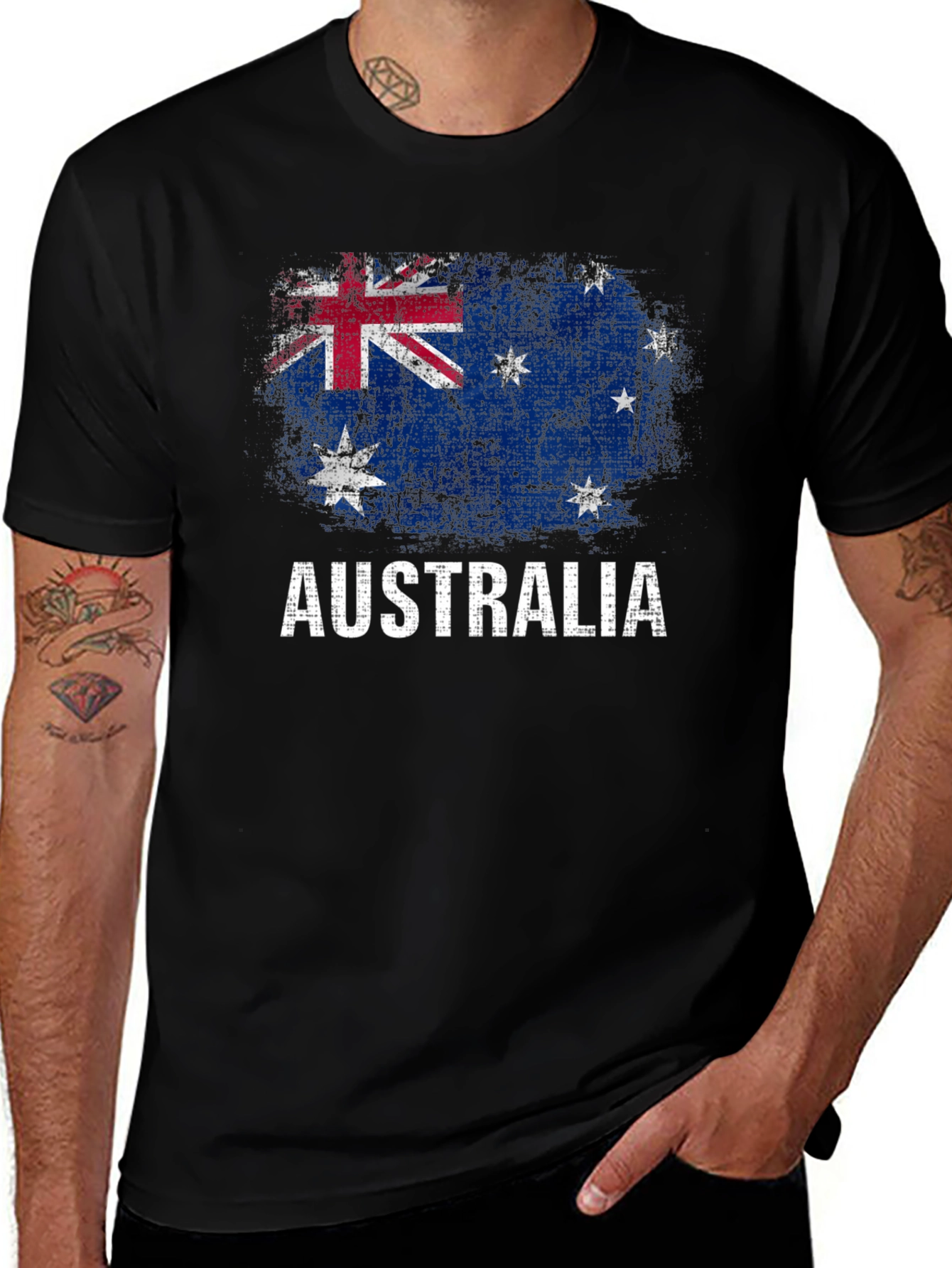 Australia Flag Graphic T-Shirt Distressed Print