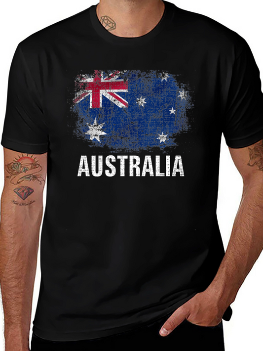 Australia Flag Graphic T-Shirt Distressed Print