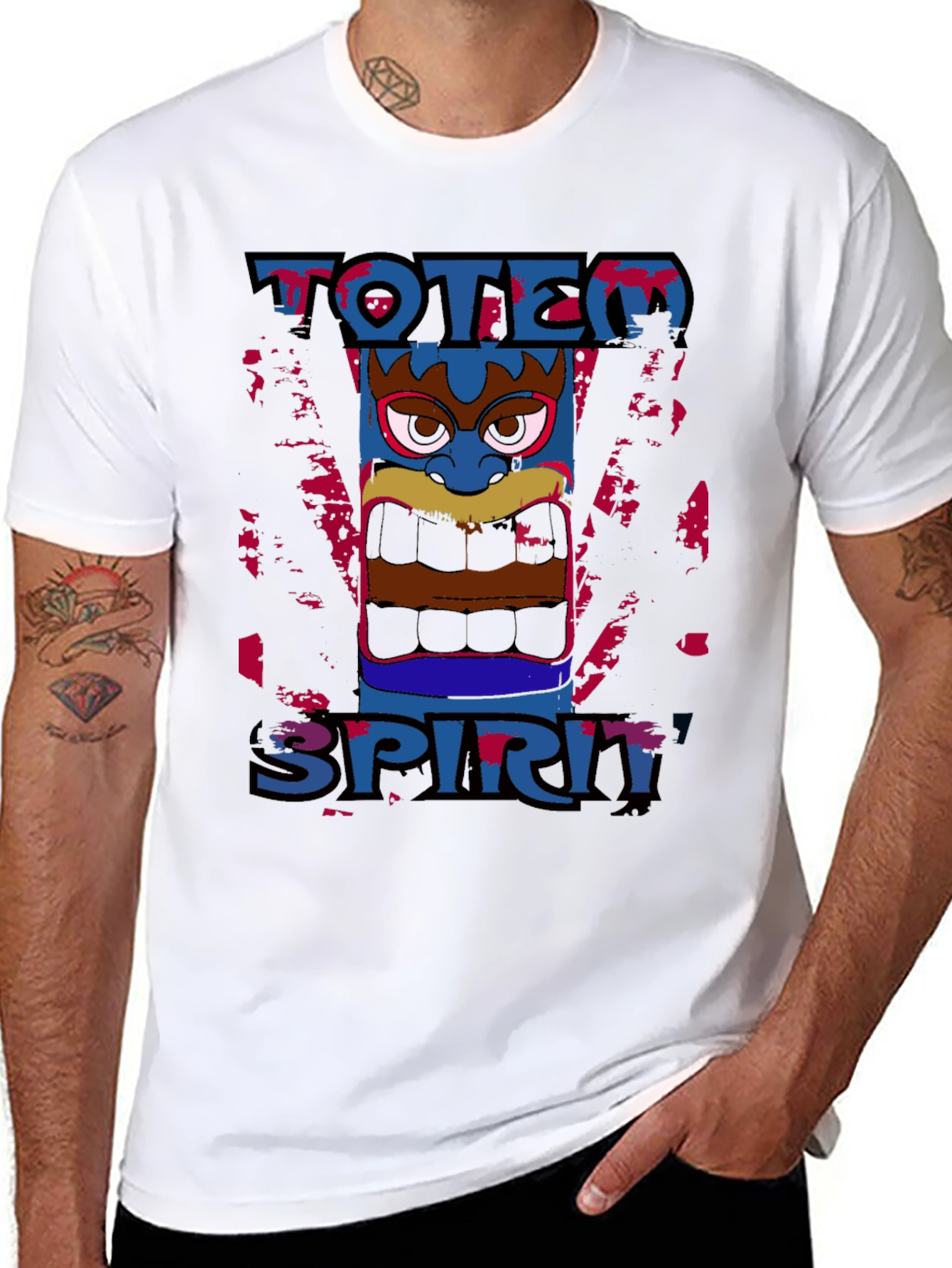 Totem Spirit Graphic Tee - Black Cotton T-Shirt