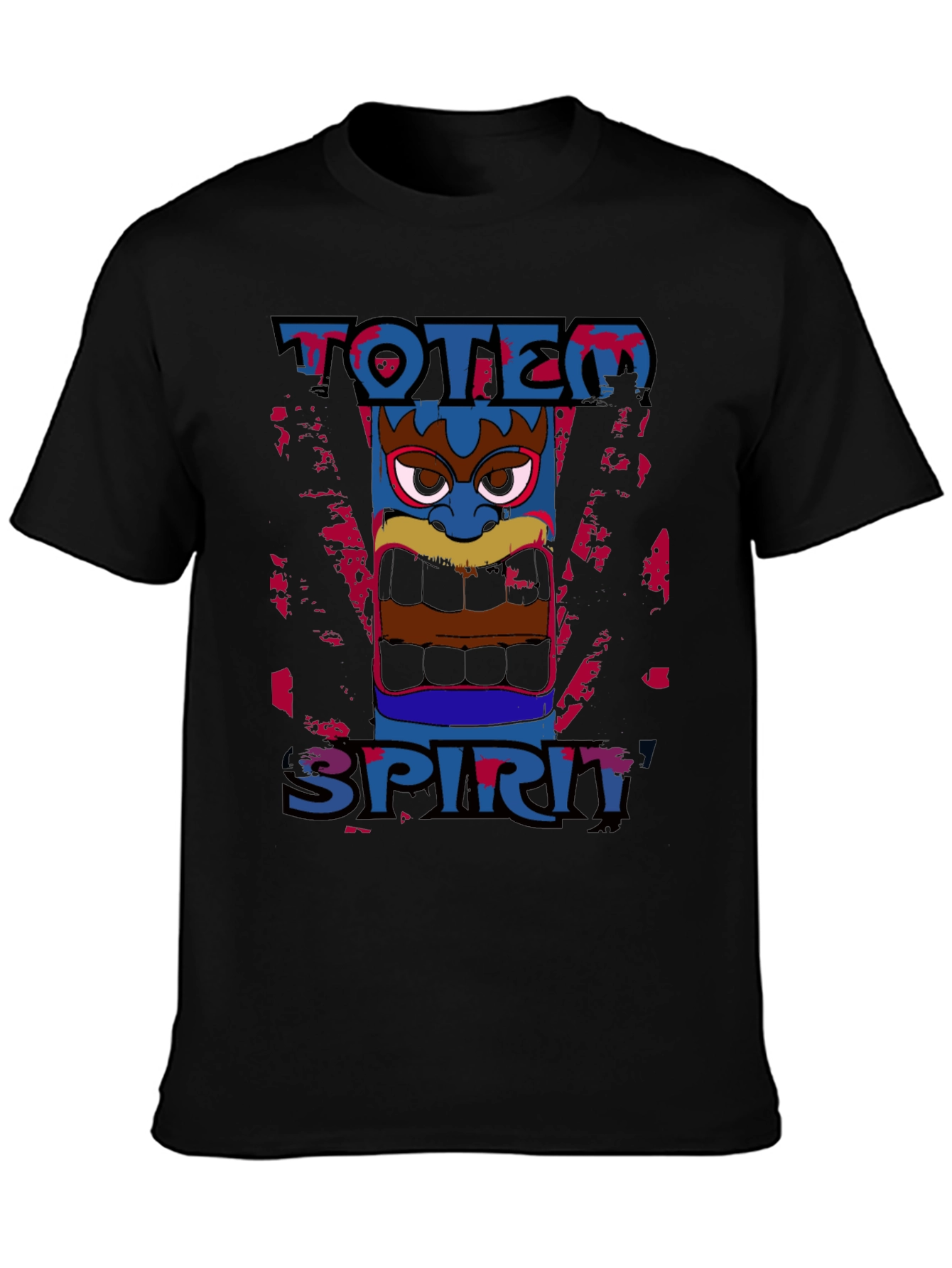 Totem Spirit Graphic Tee - Black Cotton T-Shirt